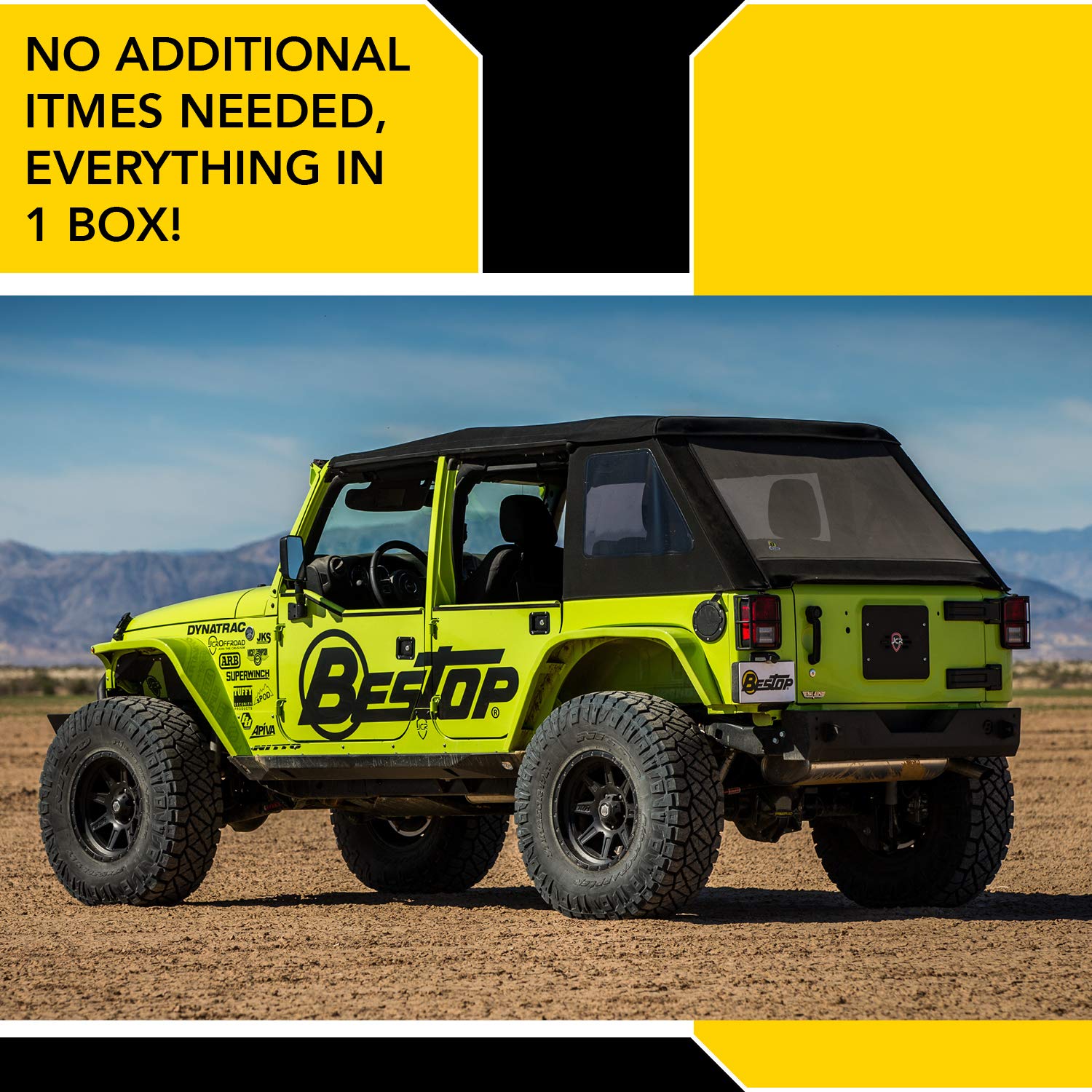 Bestop 54923-17 Black Twill Trektop NX Glide Convertible Soft Top 4-Door