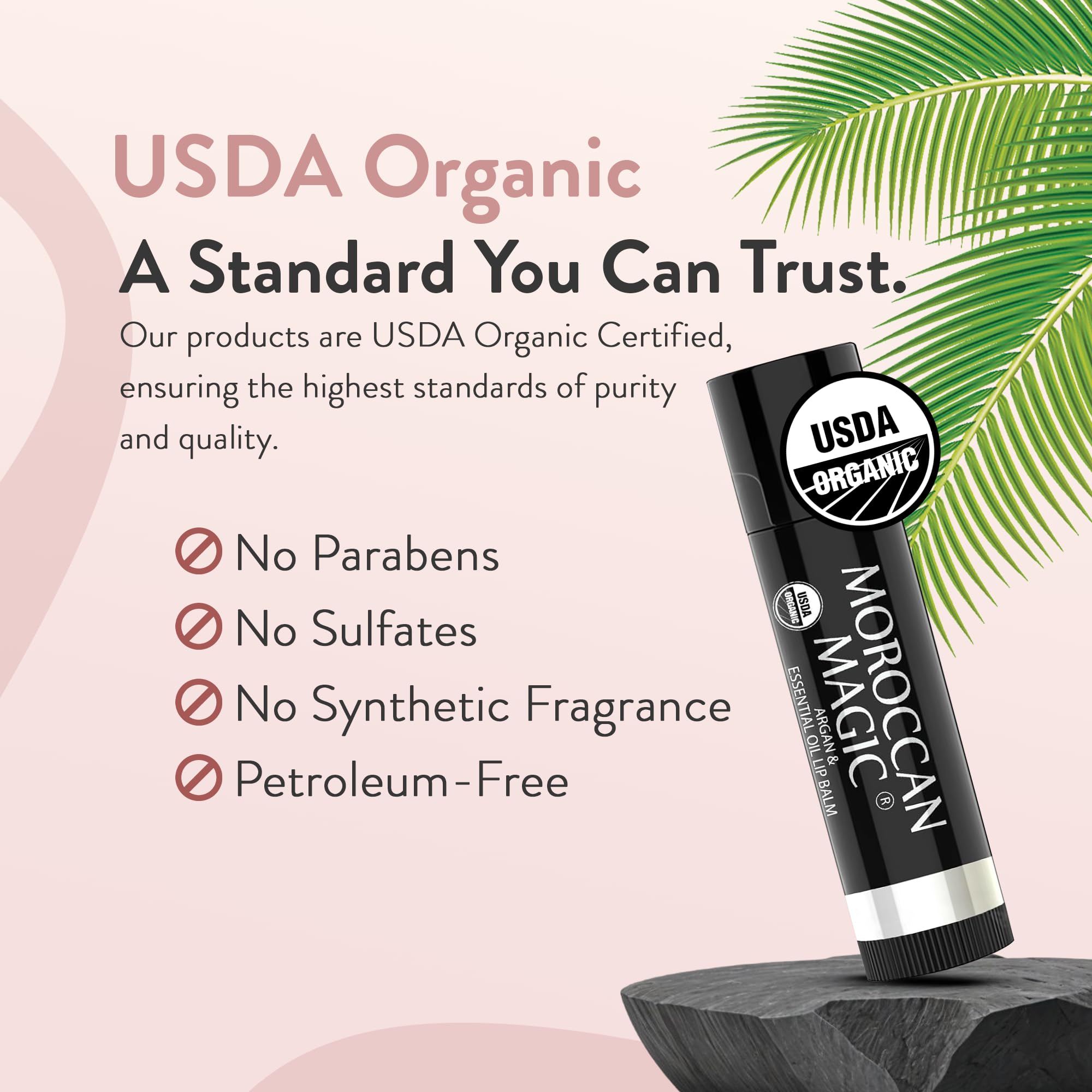 Moroccan Magic Organic Peppermint Eucalyptus Lip Balm 3 Pack | Chapsticks for Dry Lips | Natural Argan & Essential Oils Lip Moisturizer + Vitamin E | Smooth, Hydrating, Non-Toxic | Organic Lip Balm