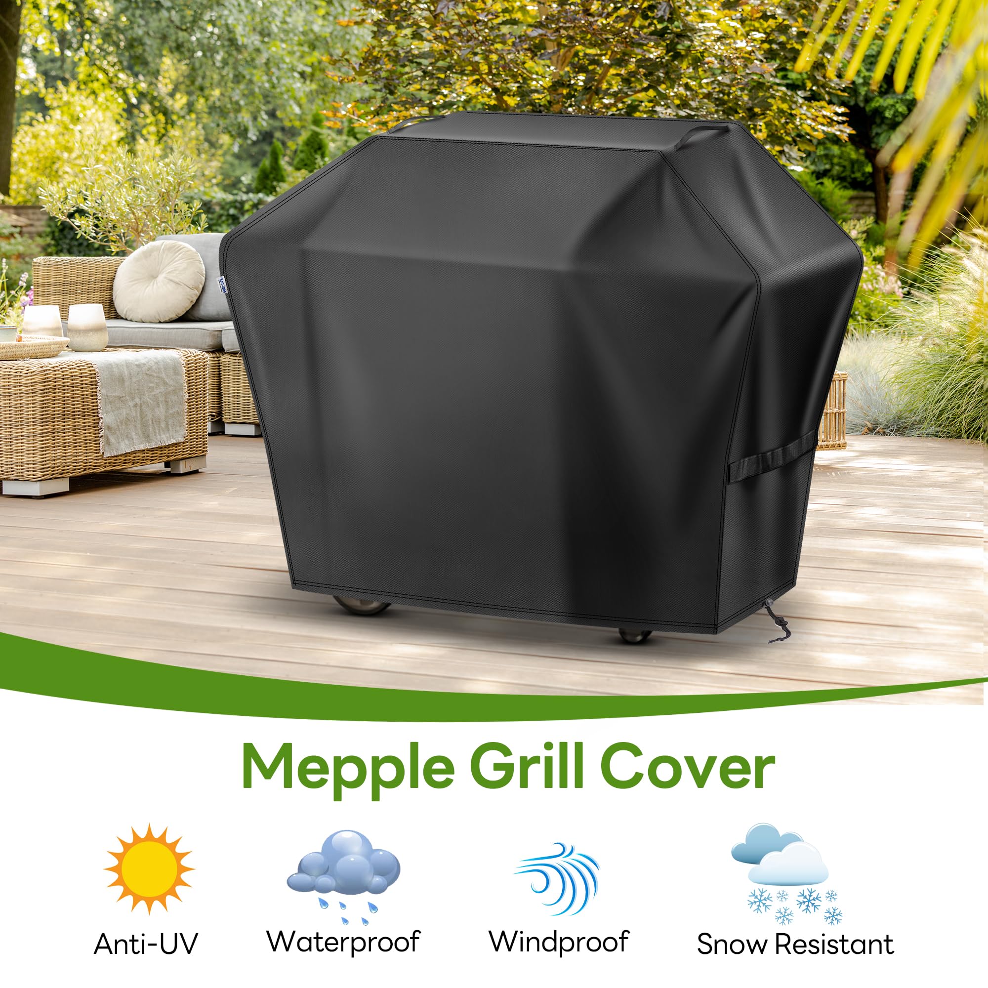 Mepple Grill Cover 65 Inch for Outdoor Gas BBQ Grill,Waterproof Fade Resistant Anti-UV Barbecue Grill Cover & Weather Protection BBQ Cover for Griddle Outdoor,Compatible with Weber Nexgrill Charbroil