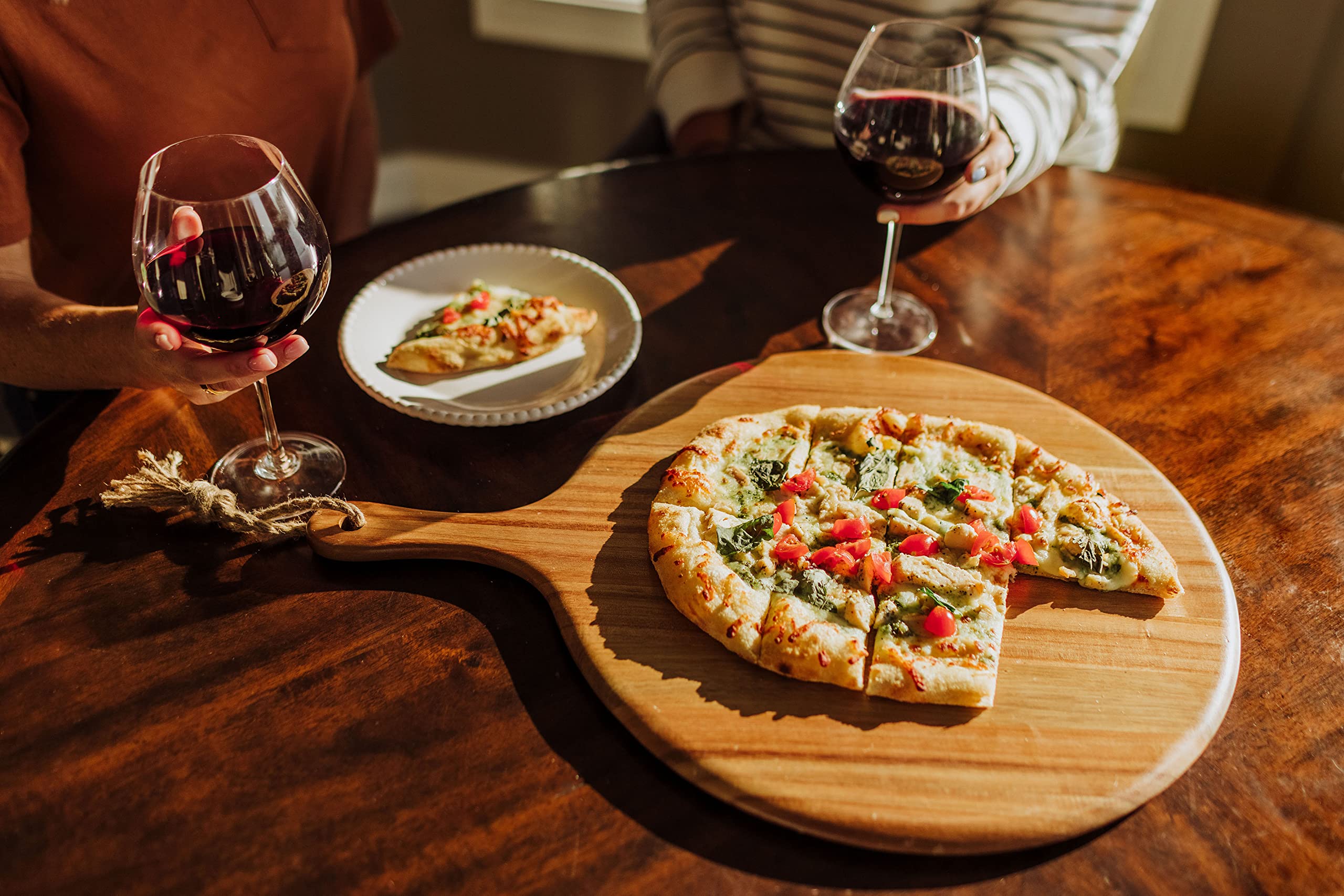 PICNIC TIME Napoletana Cutter Peel, Pizza Paddle Serving Board, (Acacia Wood), 22.3 x 16.5 x 0.6