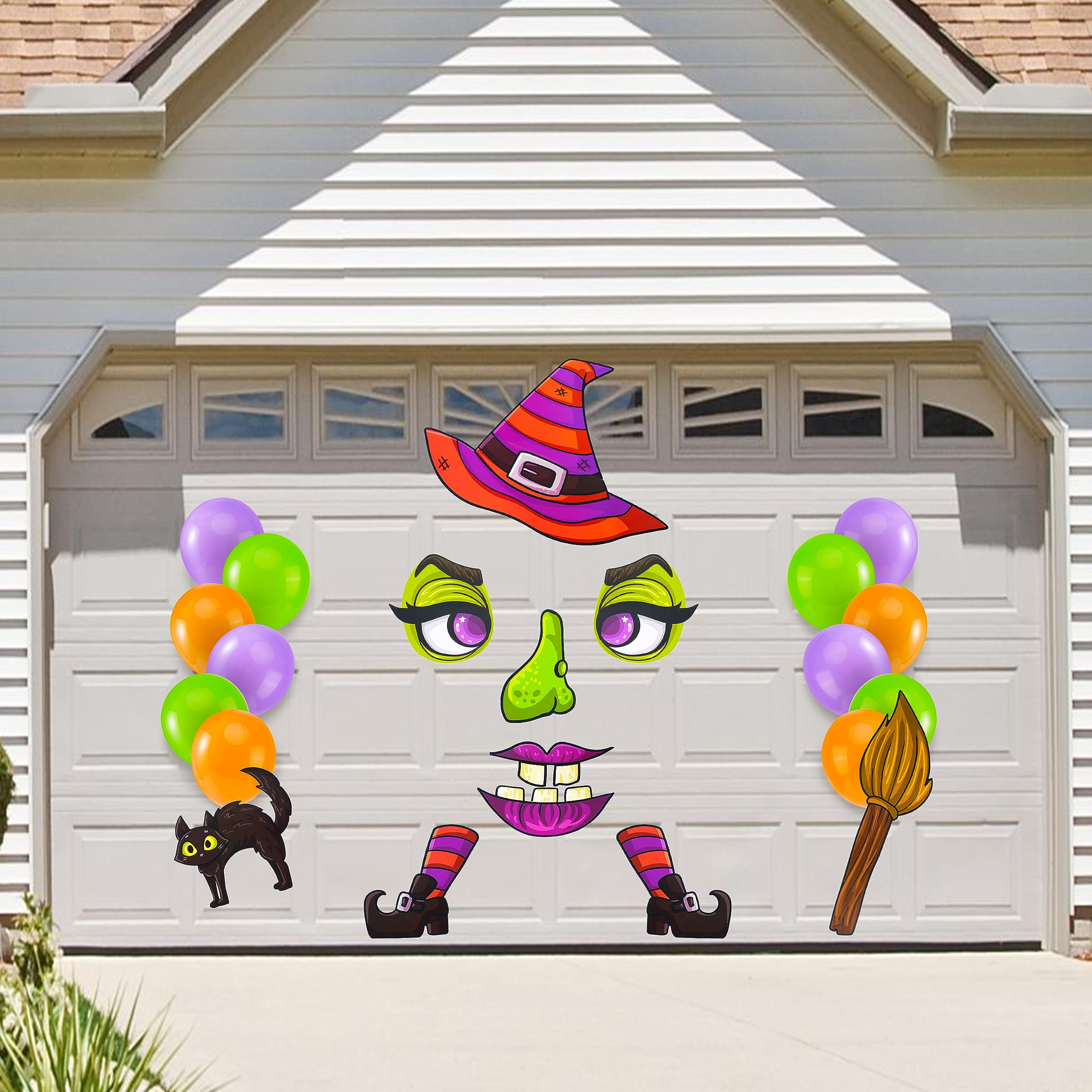 JOYIN Trunk Or Treat Car Decorations Kit Halloween Decorations Outdoor Indoor Witch Decor Car Stickers, Haunted House SUV Trunk Archway Car Garage Lawn Balloons