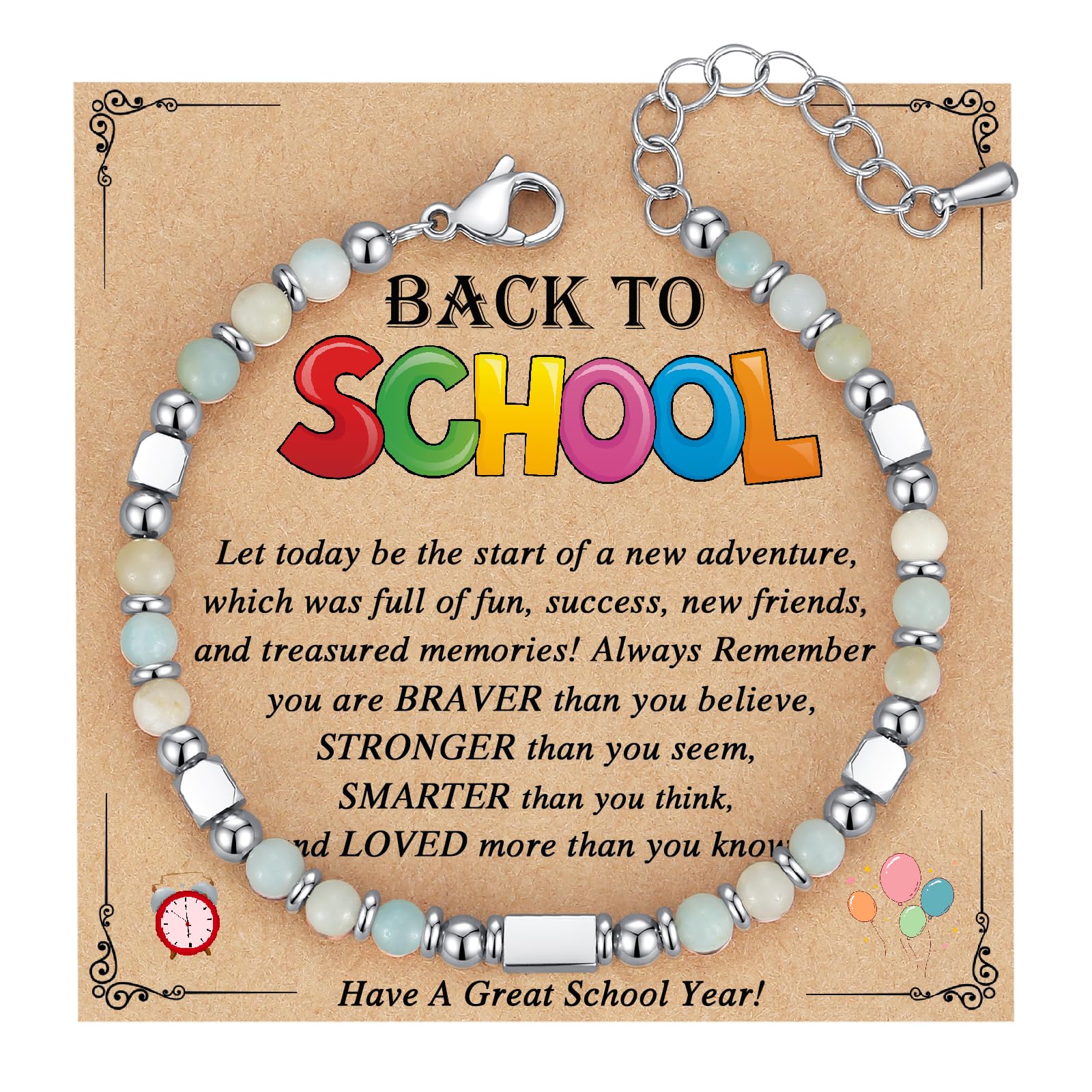 AryaHozel Back to School Bracelet, Back to School Gifts for Students College Middle High School Girls Back to School Supplies Stuff First Day of Kindergarten Bracelet 1st Day of School Bracelet