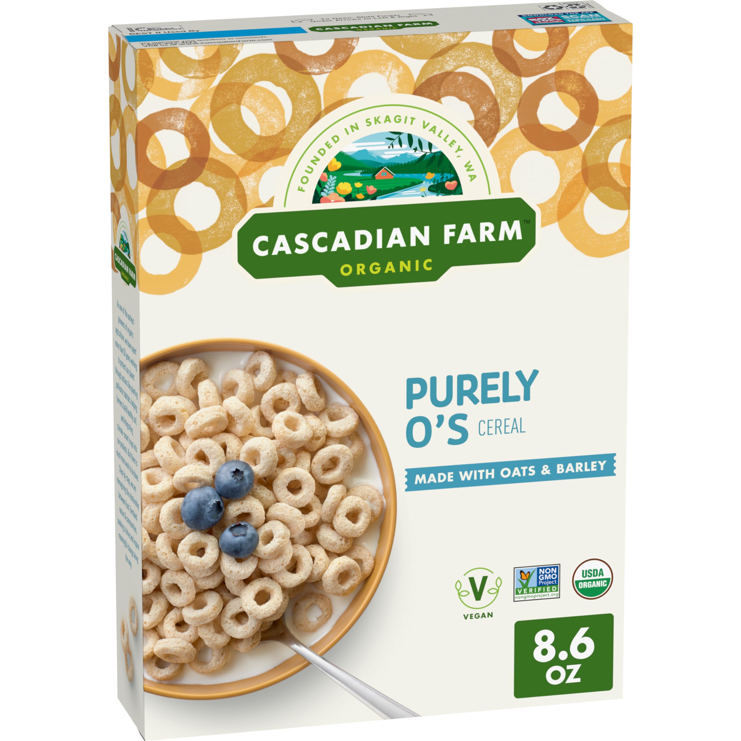 Cascadian Farm Organic Purely O's Cereal, 8.6 ounces