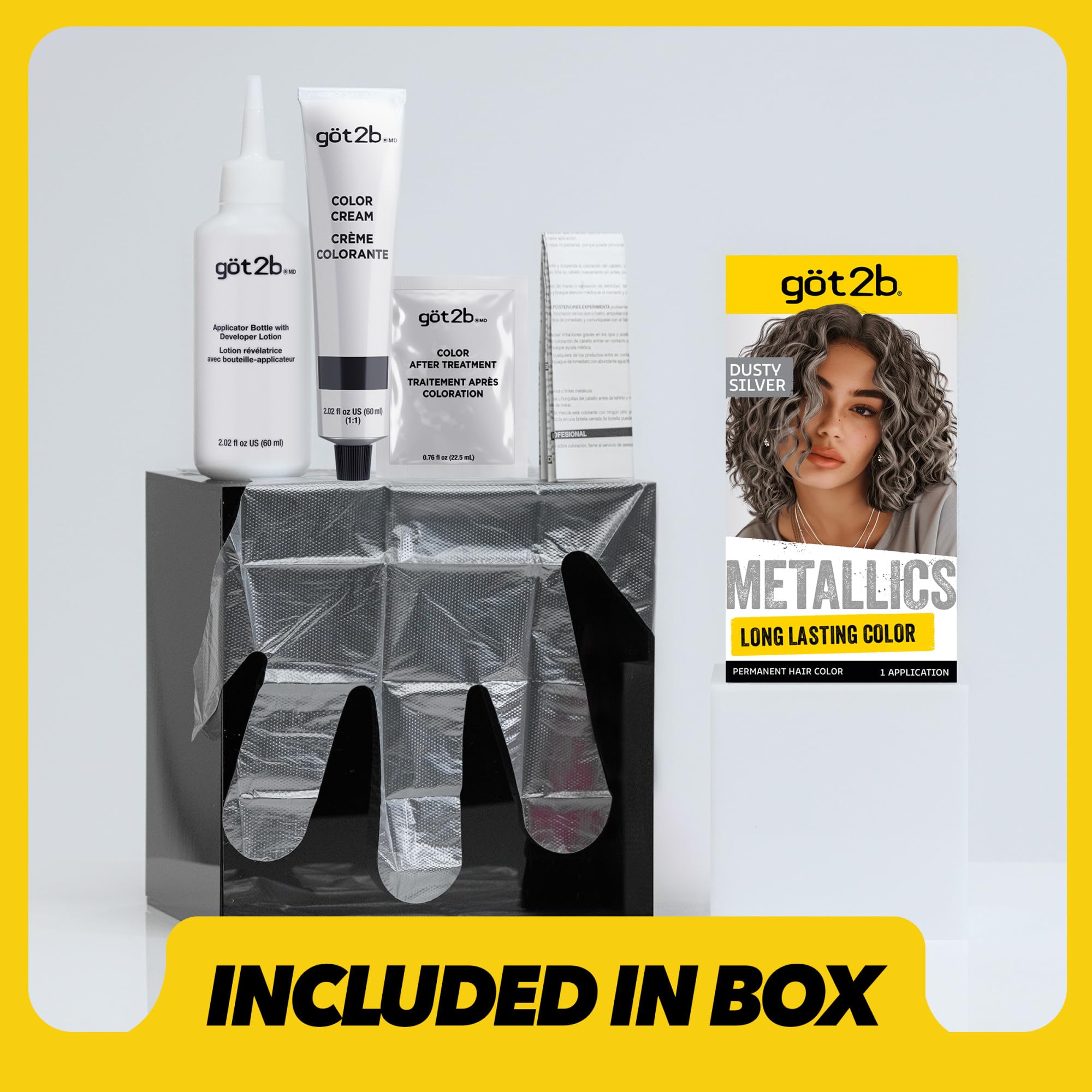 Got2b Metallics Permanent Hair Color, M72 Dusty Silver