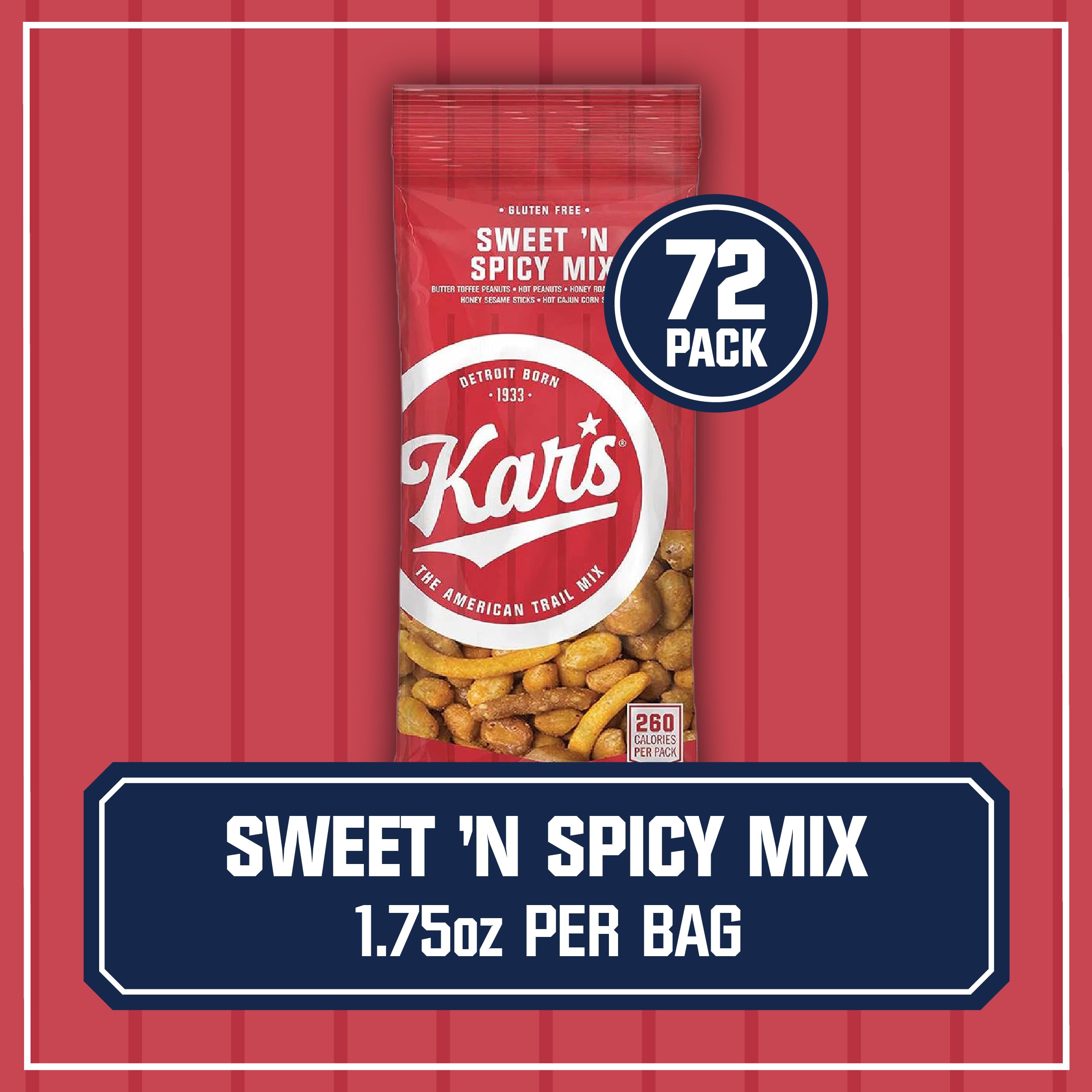 Kar’s Nuts Sweet ‘N Spicy Trail Mix, 1.75 oz Individual Snack Packs – Bulk Pack of 72, Gluten-Free Snack Mix