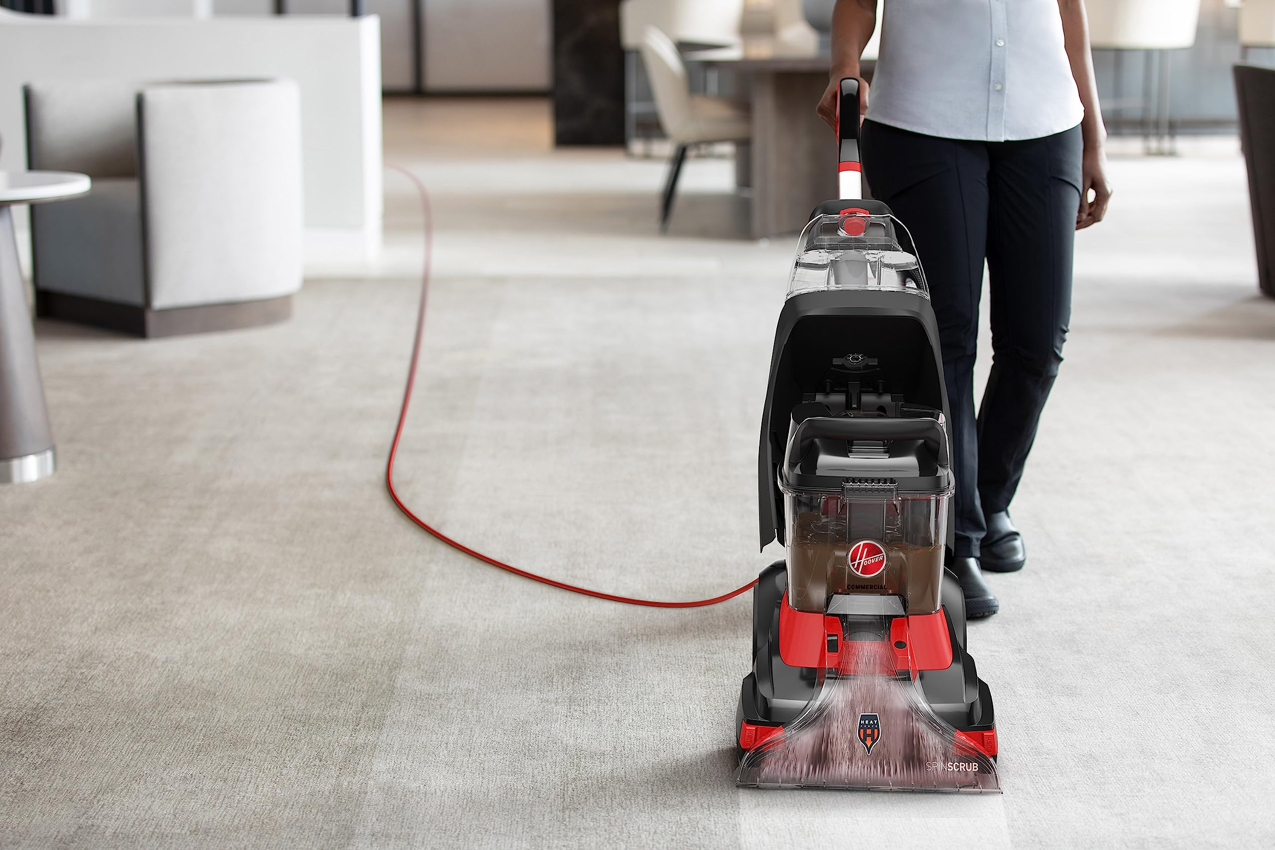 Hoover Commercial PowerScrub XL Spot Extractor, Carpet Cleaner Machine, Upright Shampooer, Commercial Grade Stain Remover, Powerful Deep Cleaner with Heated Drying, CH68000V, Black