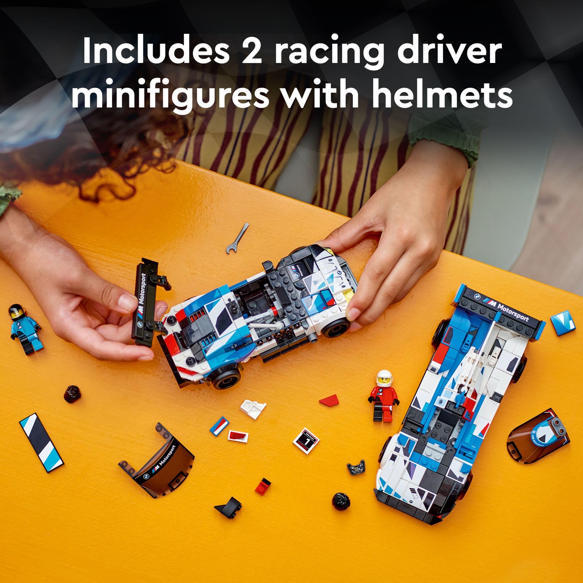 LEGO Speed Champions BMW M4 GT3 & BMW M Hybrid V8 Race Cars, BMW Toy for Kids with 2 Buildable Models and 2 Driver Minifigures, Car Toy Birthday Gift Idea for Boys and Girls Ages 9 and Up, 76922