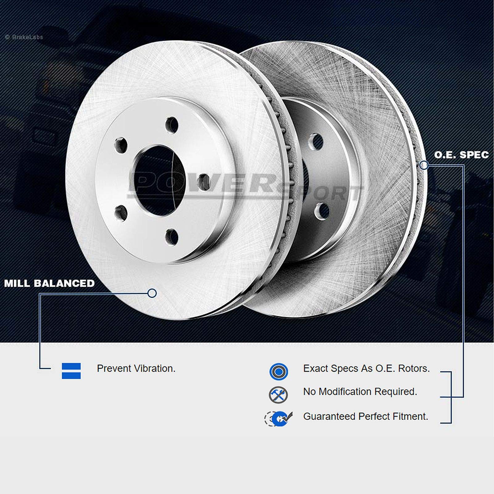 PowerSport Front Rear Brakes and Rotors Kit |Front Rear Brake Pads| Brake Rotors and Pads| Ceramic Brake Pads and Rotors |fits 2011-2018 BMW X5, 2011-2019 BMW X6