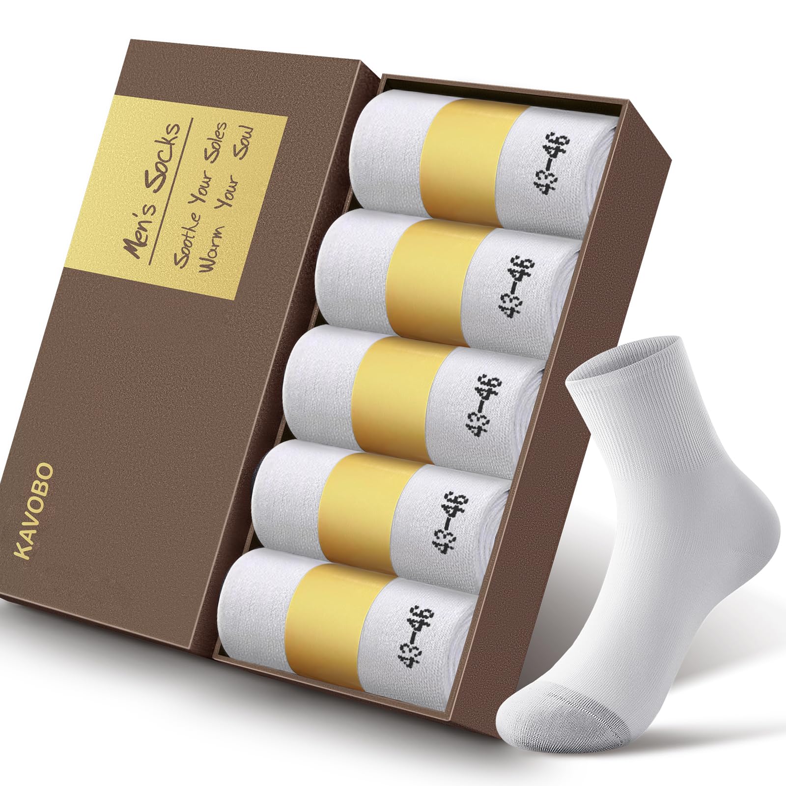 KAVOBO Men's Silver Ion Moisture Wicking Socks - Odor Control Defense Mid-Calf, Breathable Cotton Gift Pack