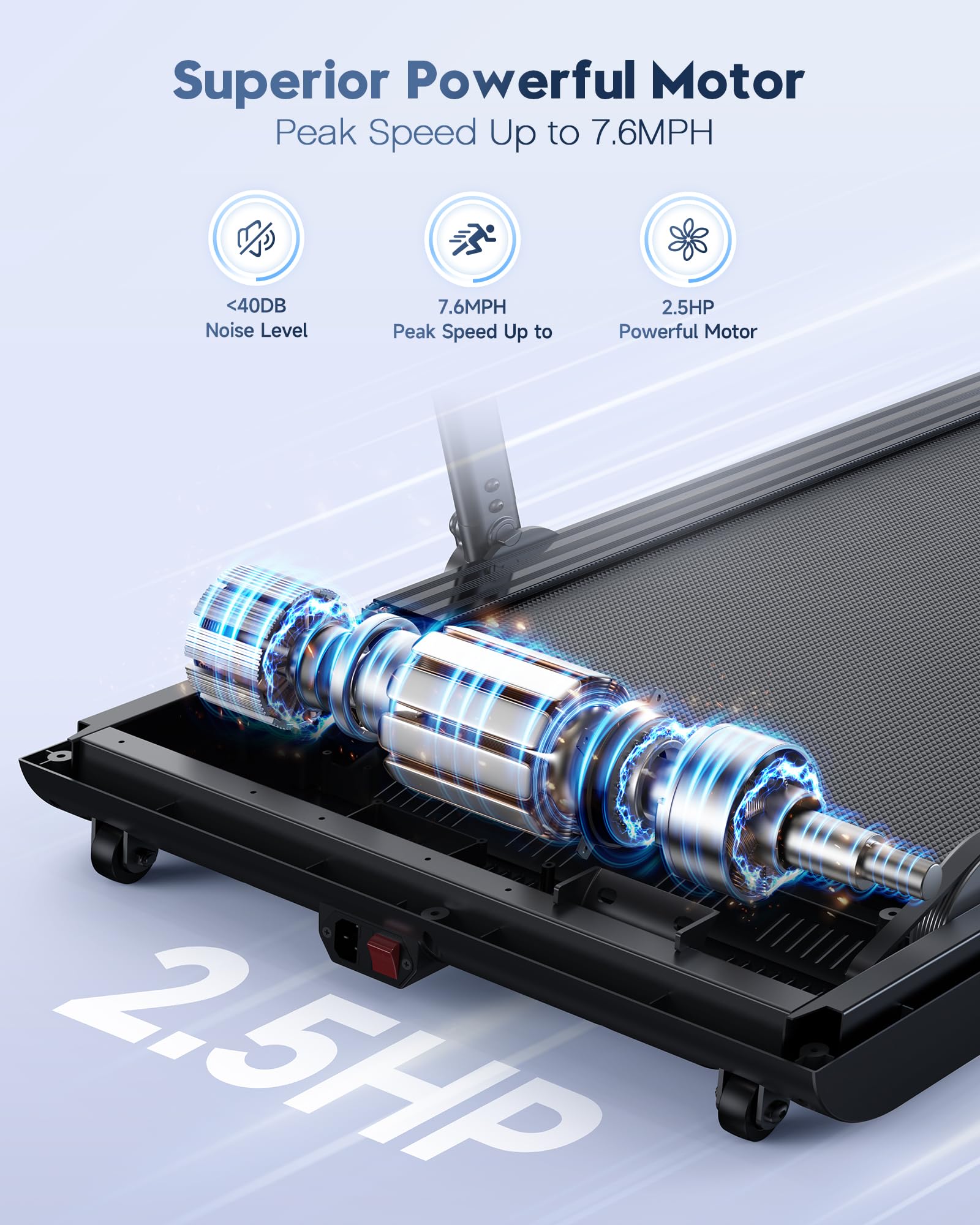 YOSUDA Walking Pad Treadmills -Under Desk Treadmills for Home/Office 265LBS Weight Capacity & Bluetooth Speaker