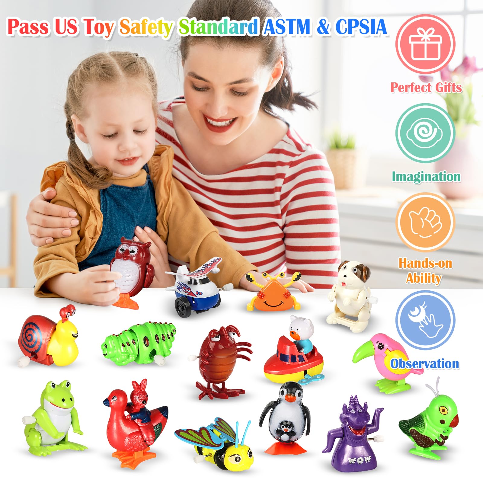 CIUGEO 32 PCS Assorted Wind-up Toys for Kids, Bulk Windup Animals Walking Jumping Swimming Flipping Clockwork Toys for Kids Clossroom Party Favors, Birthday Gifts