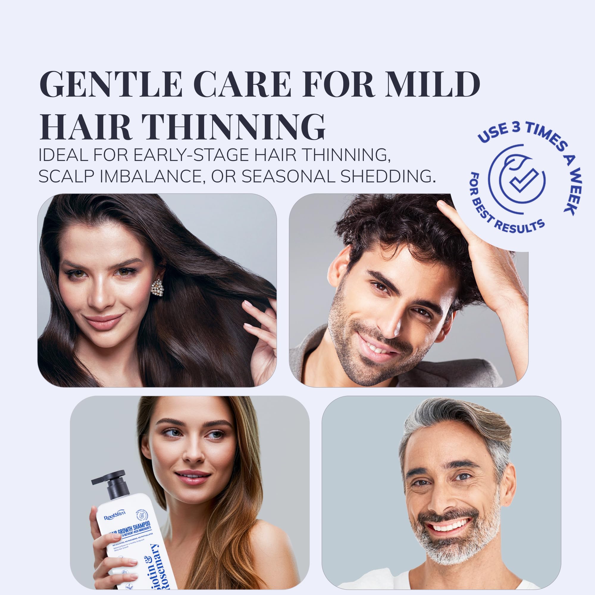 RootStim Biotin & Rosemary Hair Growth Shampoo and 5% Minoxidil Serum 2 packs Hair Loss Treatment