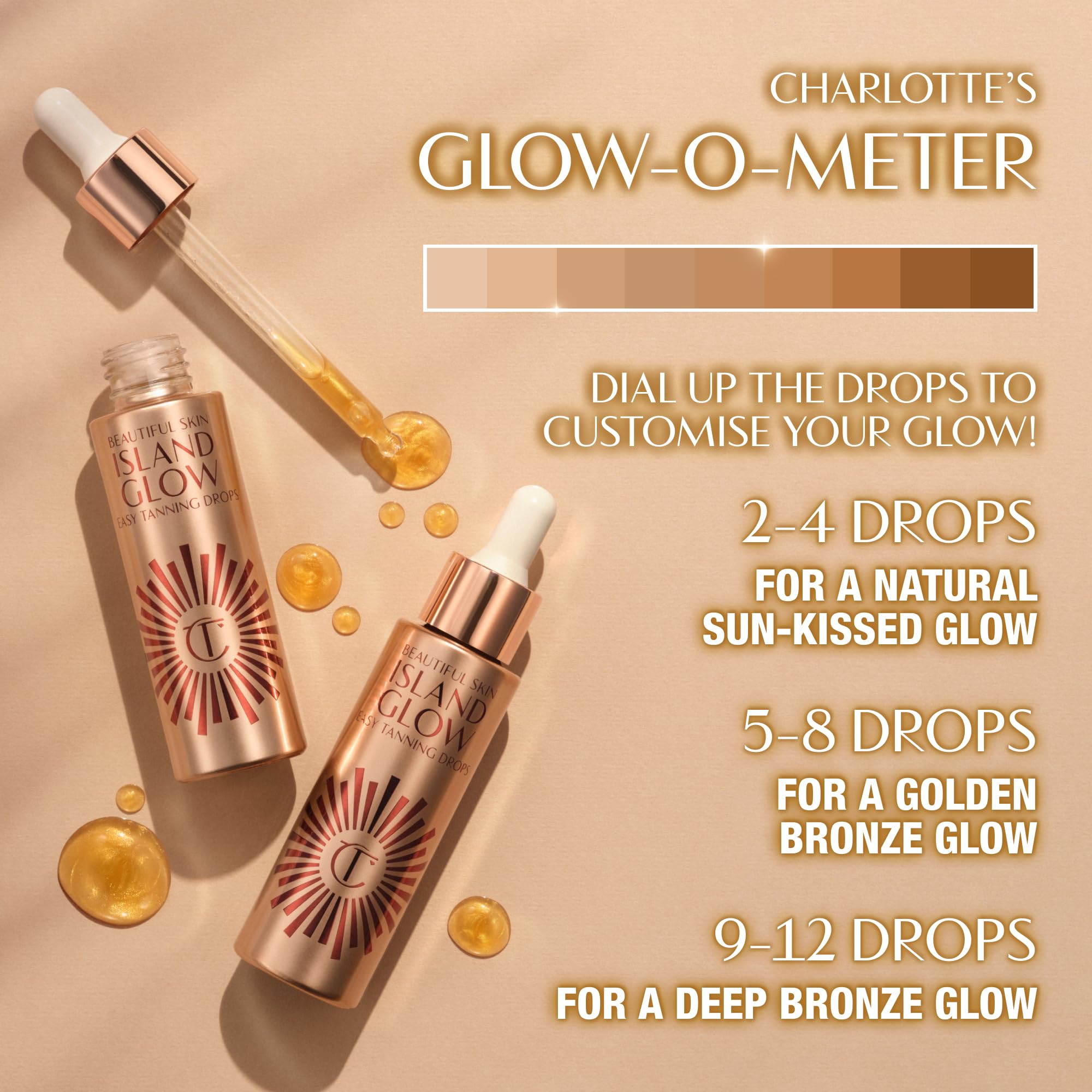 Charlotte Tilbury Beautiful Skin Tanning Drops - Body & Face Bronzing Drops Enriched with Hyaluronic Acid for Long-Lasting Hydration - Leaves Skin with a Natural, Radiant Glow - Fair/Medium