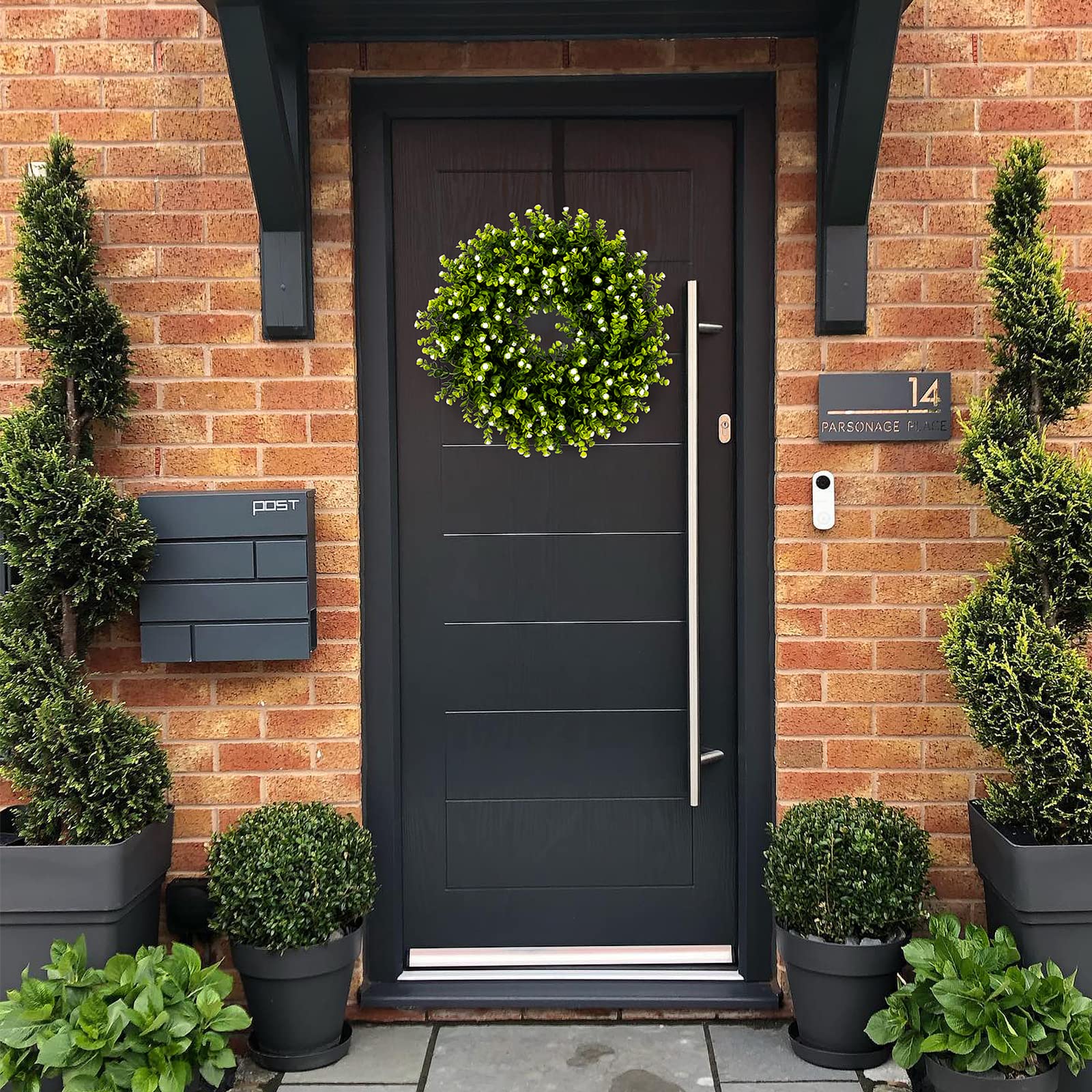 REALIFE 20" Boxwood Wreath Decorations for Home Artificial Wreath for Front Door Wreath with Gypsophila for Valentine Thanksgiving Wedding Party Decorations Wreath Outdoor and Indoor Fall Wreath
