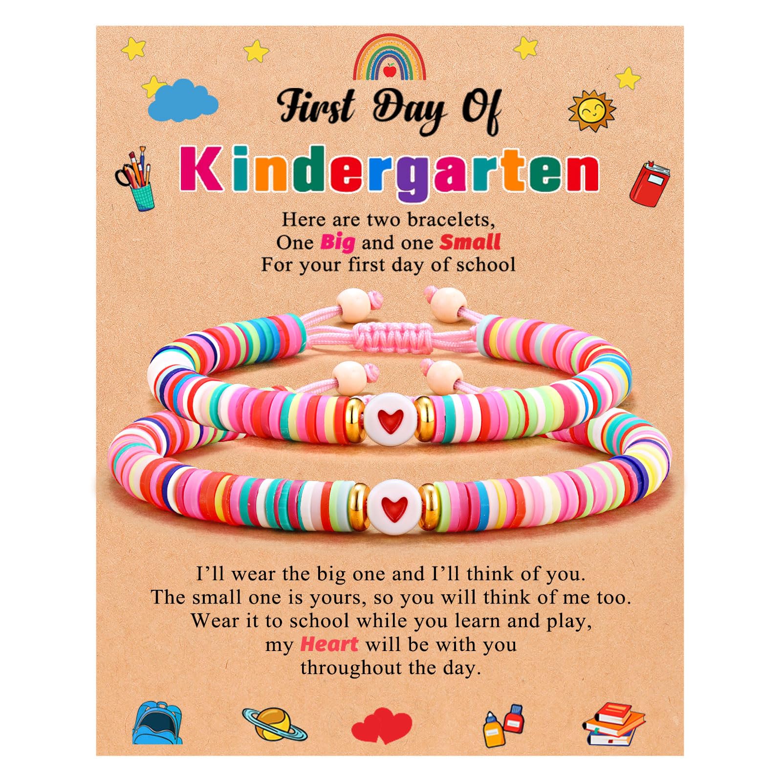 UPROMI First Day of Kindergarten Bracelet Gift, Back to School Bracelet Mommy and Me, First Day of School Bracelet Mom Mother Daughter Back to School Stuff Gifts for Kids