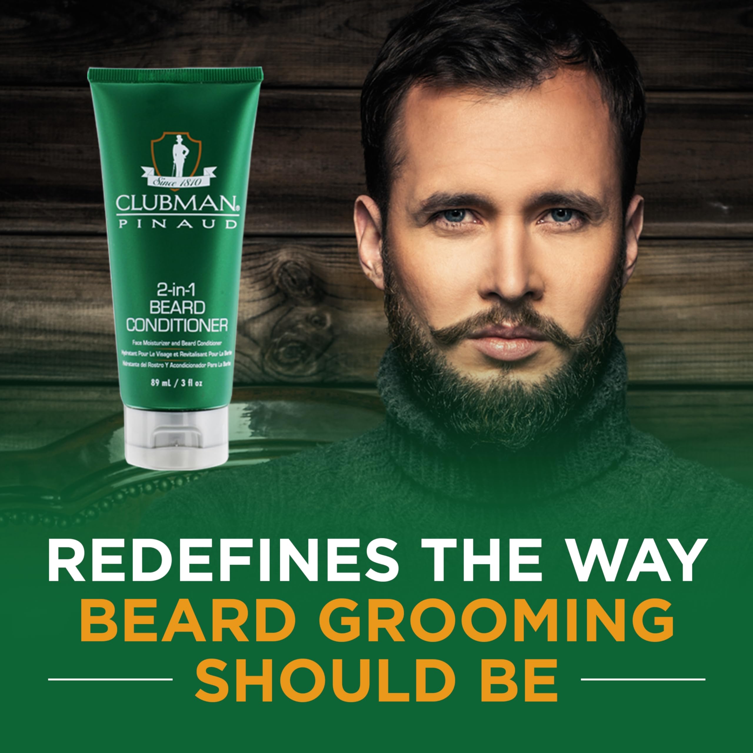 Clubman Pinaud 2-in-1 Beard Conditioner for Men - Beard Softener for Men, Moisturizes Beards & Hydrates Skin, 3 fl oz