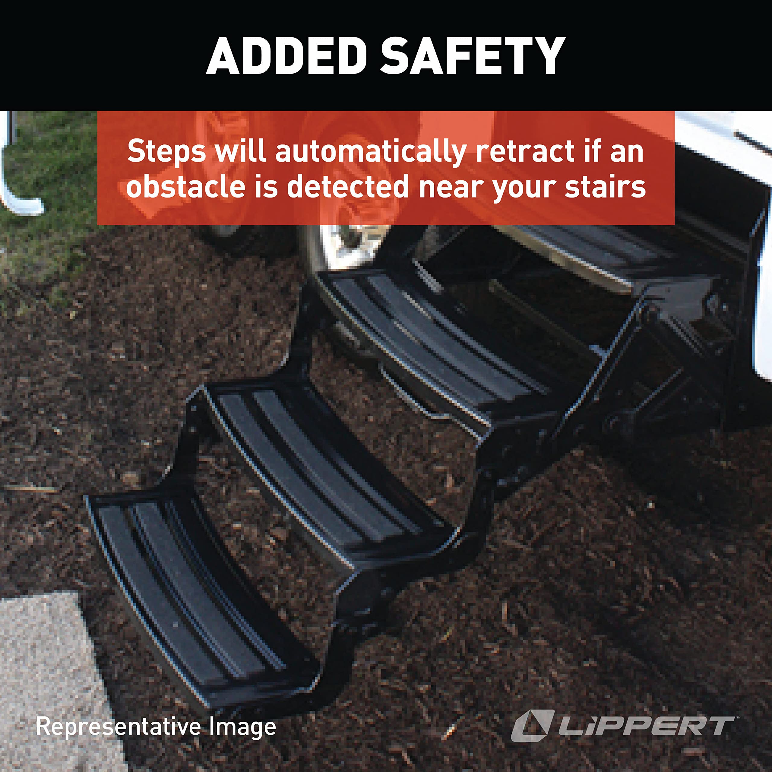 Kwikee 25 Series Triple 12V Electric RV Step Assembly, 8" Rise, 300 lbs. Heavy-Gauge Steel, Logic Control Unit, Power Switch Kit, Anti-Slip Steps, Travel Trailers, 5th Wheels, Campers - 3658373