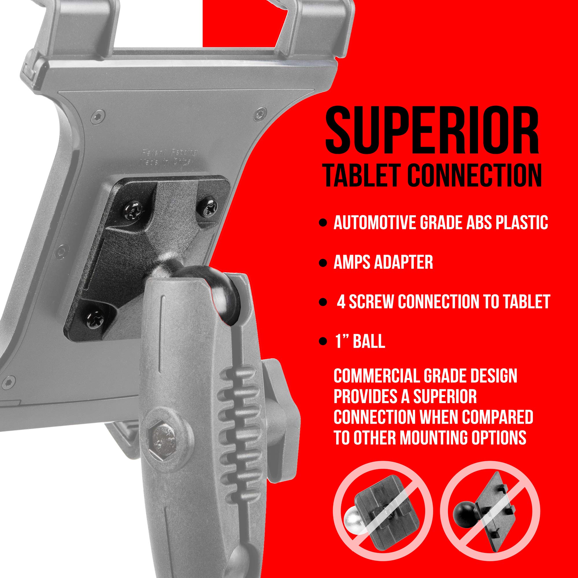 Tackform Heavy Duty Commercial Grade Tablet Mount and ELD Holder 1" B-Sized Ball and Socket System Compatible with Samsung, iPad, and More
