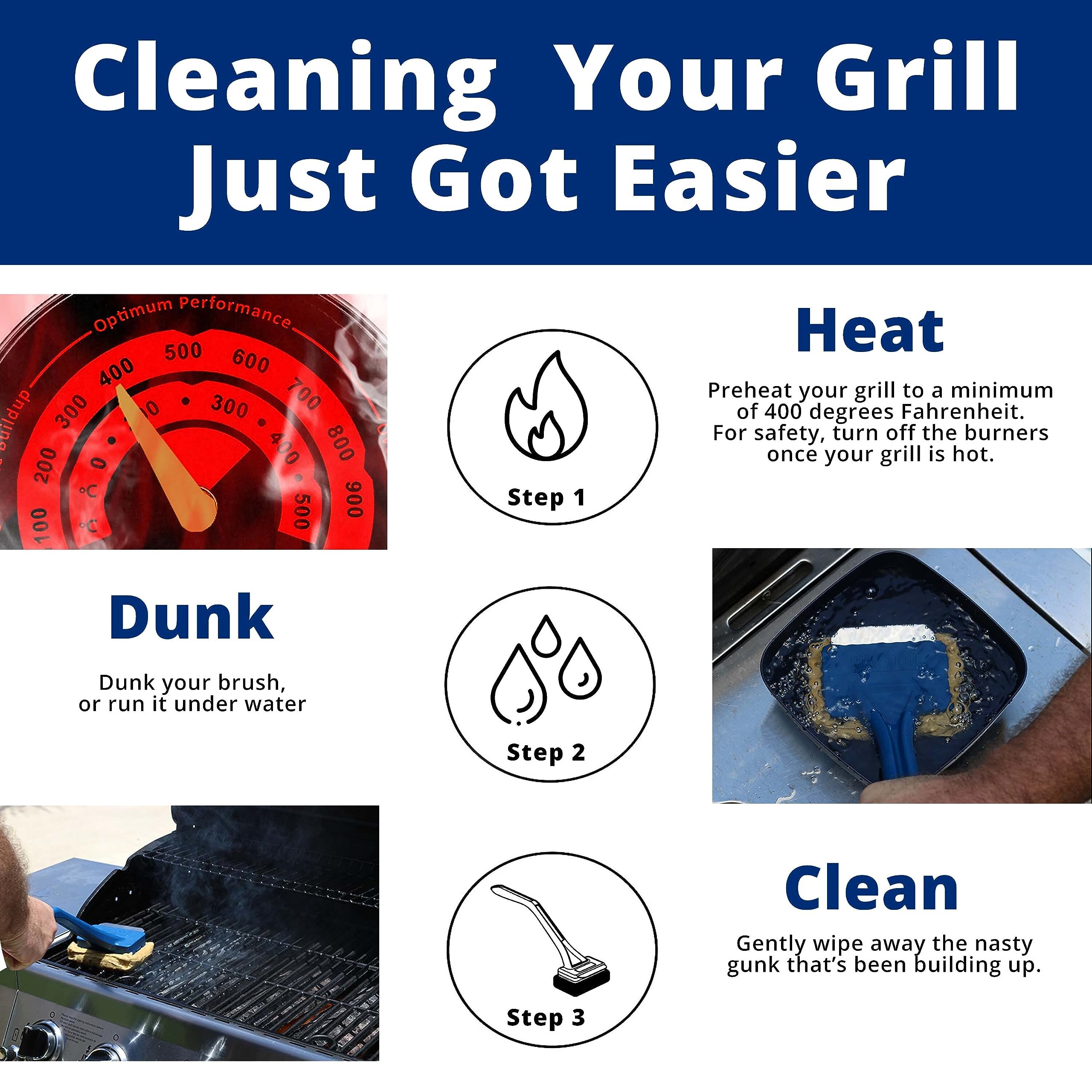 Grill Rescue BBQ Replaceable Scraper Cleaning Head, Bristle Free - Safe, Durable and Unique Scraper Tools for Cast Iron or Stainless-Steel Grates, Barbecue Cleaner (GB3000)