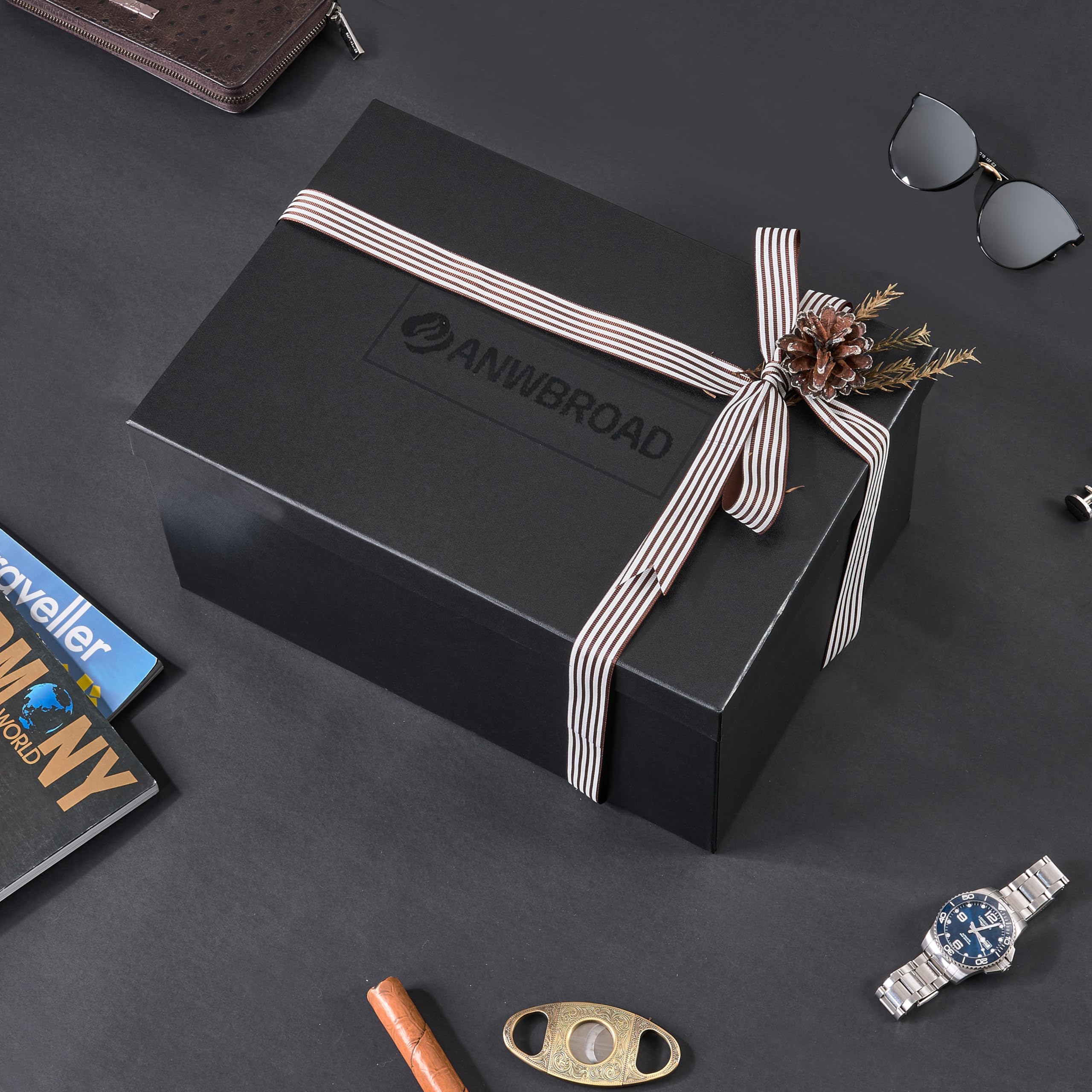 ANWBROAD Watch Winder for Automatic Watches 4 Watch Rotator and 6 Extra Storages with Super Quiet Mabuchi Motor LED Backlight Watch Turner Piano Paint Watch Shaker 5 Rotating Modes Gift USB UJWW002Y