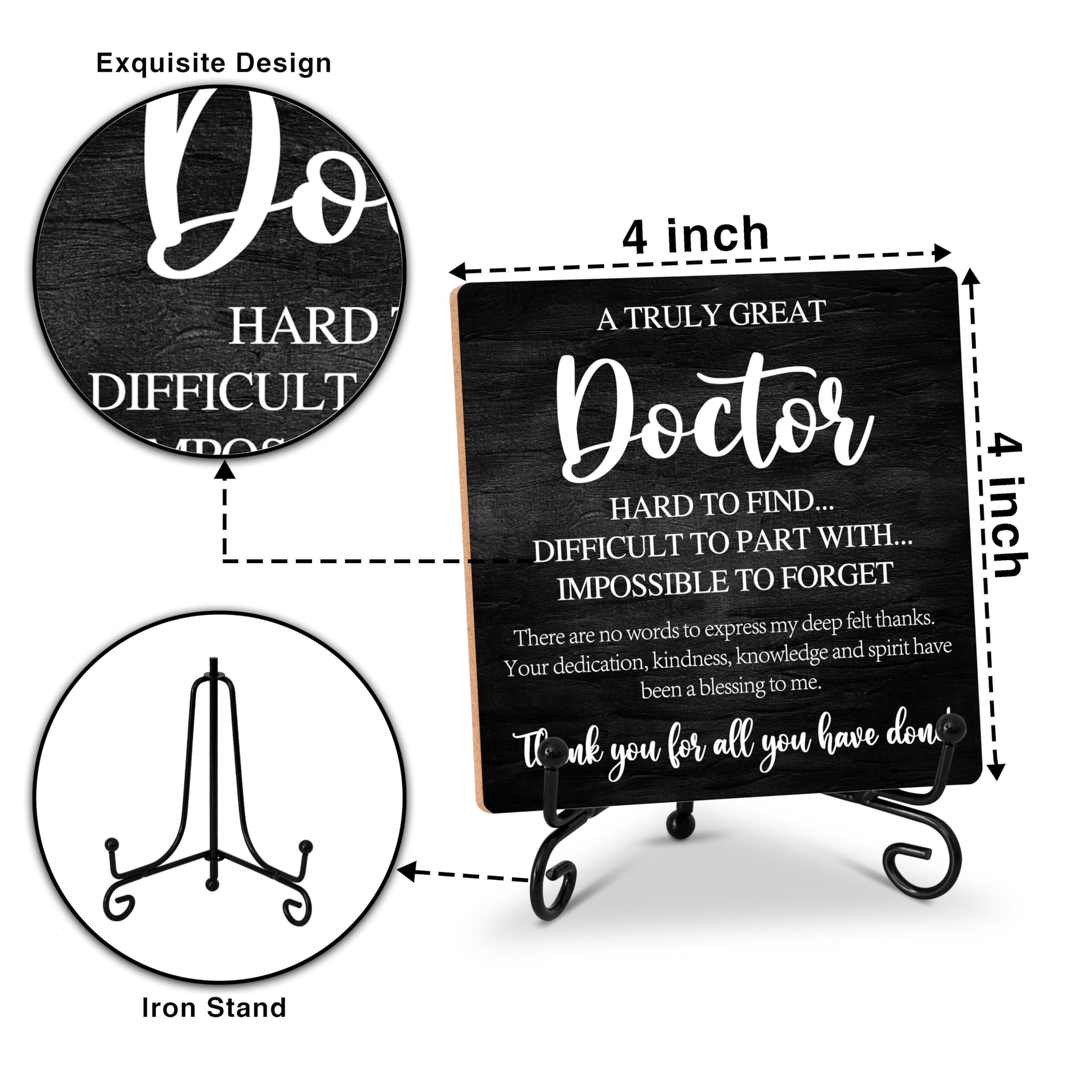 Thank You Gifts for Doctor - Inspirational Wood Plaque with Stand - Retirement Appreciation Gifts for Doctors - Black Wooden Desk Sign for Home Office Bar Accessories - C11