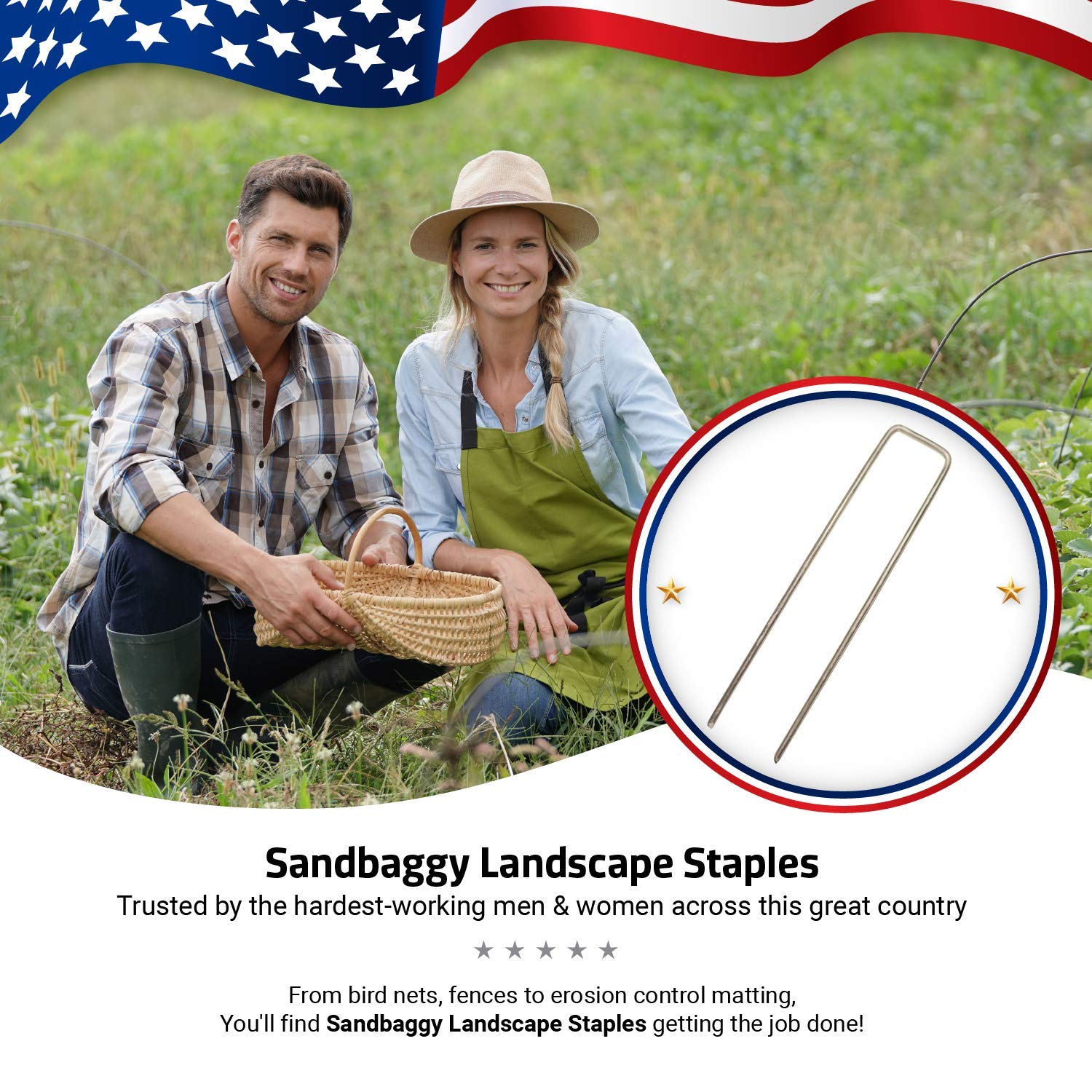 Sandbaggy 500-Count 6-Inch Galvanized Landscape Staples - SOD Garden Stakes ~ Trusted by Farmers & Contractors Across The USA