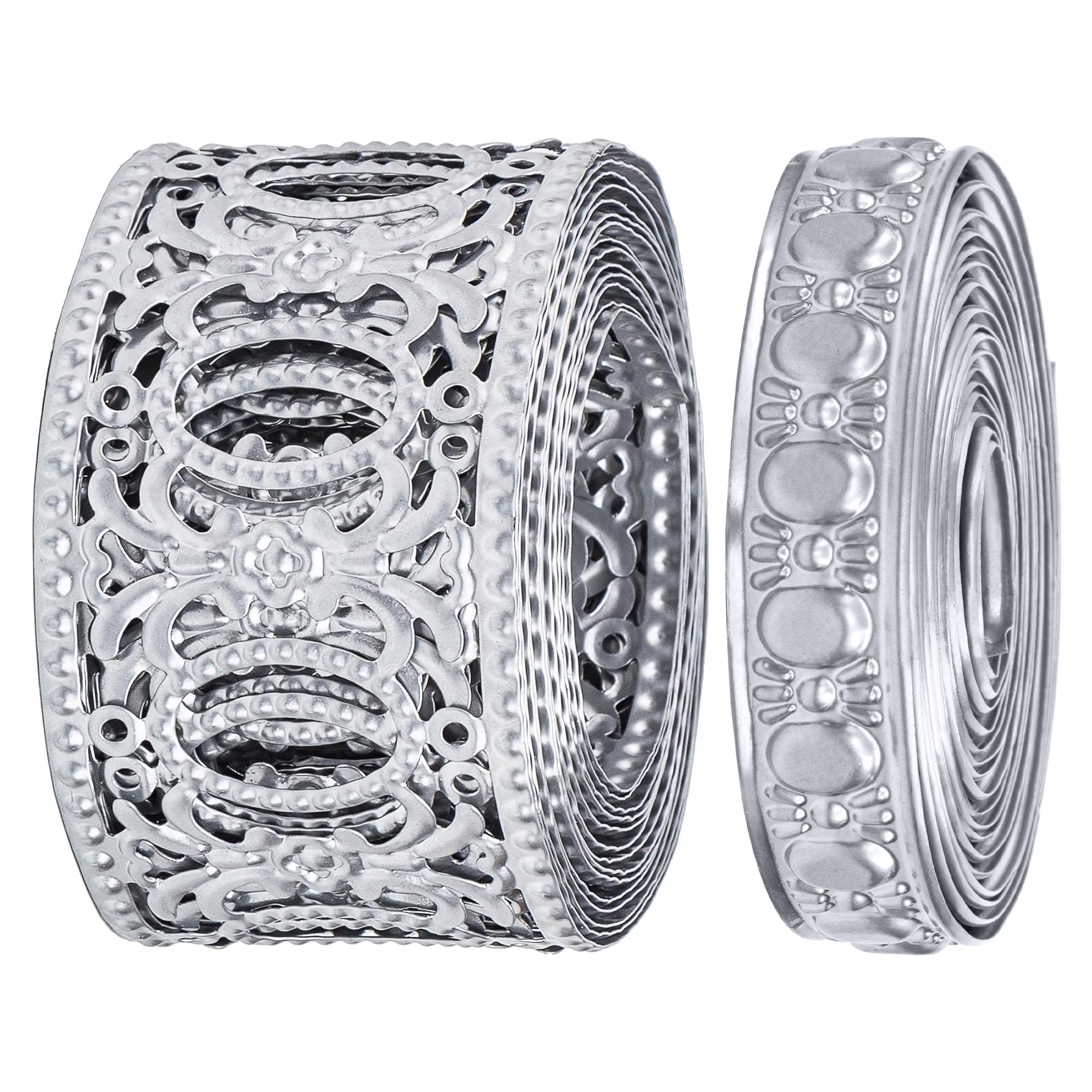 CraftyCrocodile Set of 2 Metal Ribbons for Decor Craft - 2" and 0.8", 3 Yards Long, Bundle