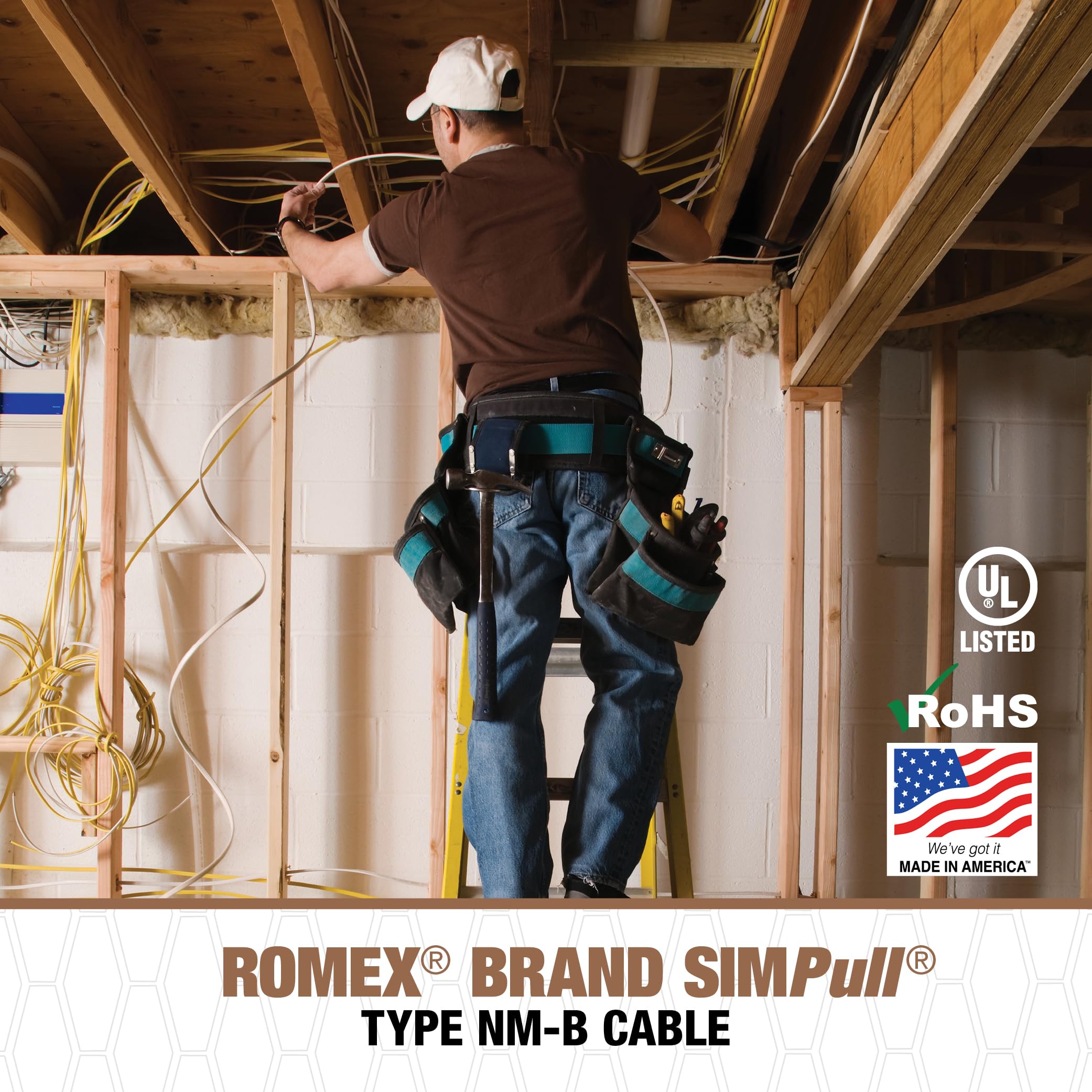 Southwire Romex Brand Simpull Solid Indoor 12/2 W/G NMB Cable 15ft Coil-SW# 28828226