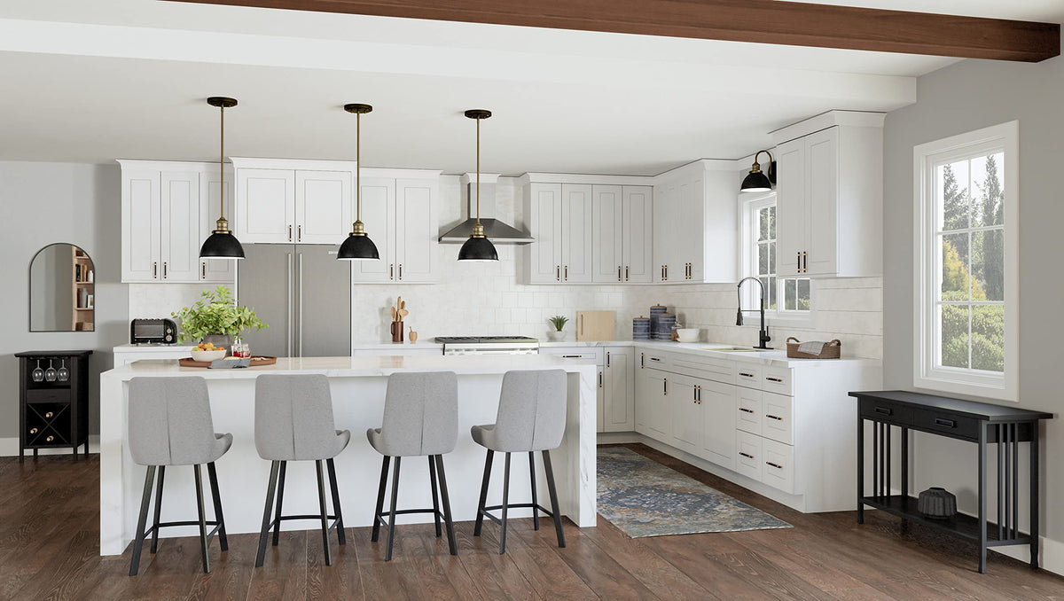 Brookings Shaker Unassembled Bridge Wall Kitchen Cabinet W3012, 30 W x 12 D x 12 H, Painted White, Solid Wood, Design House, 561621