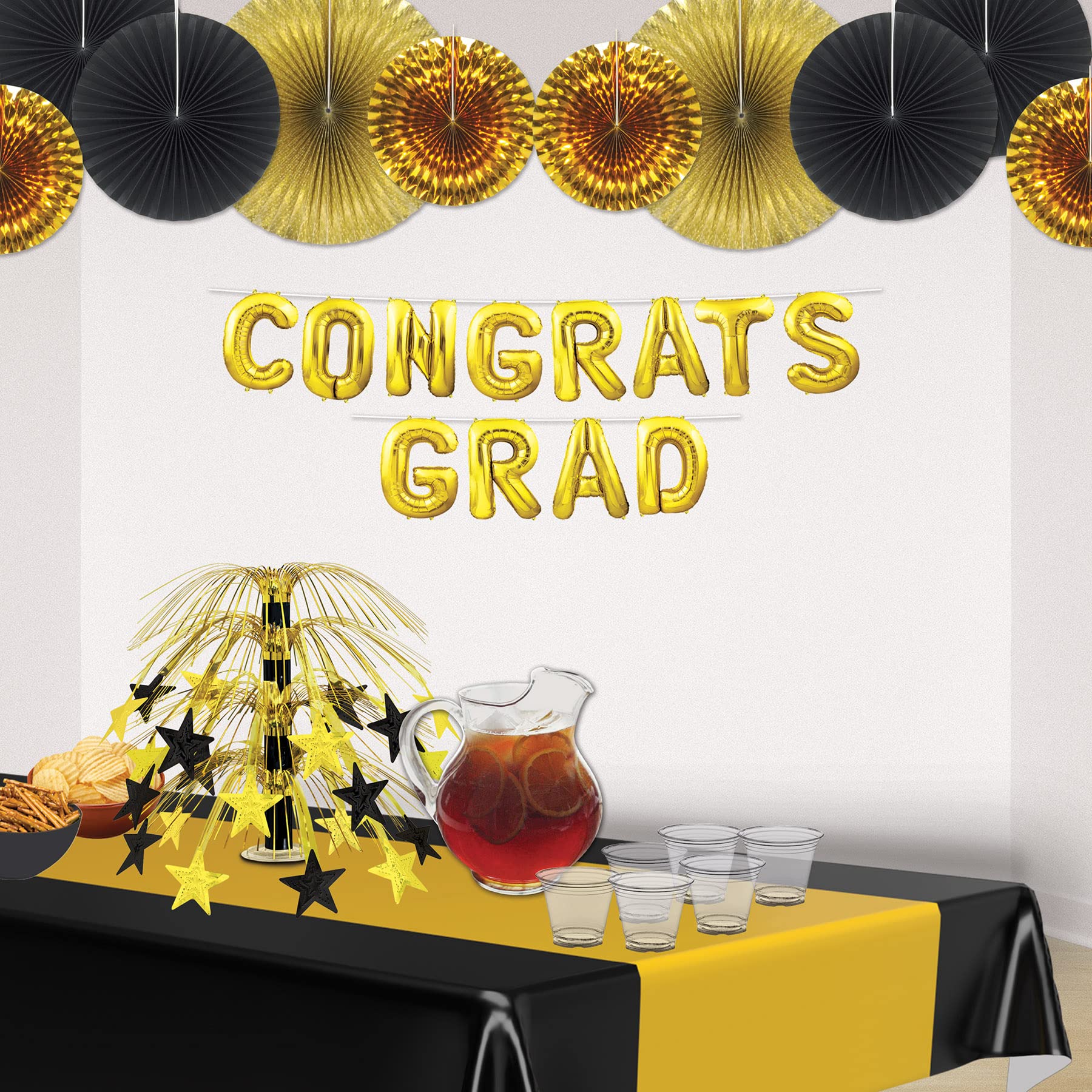 Beistle Black and Gold Star Cascade Centerpiece