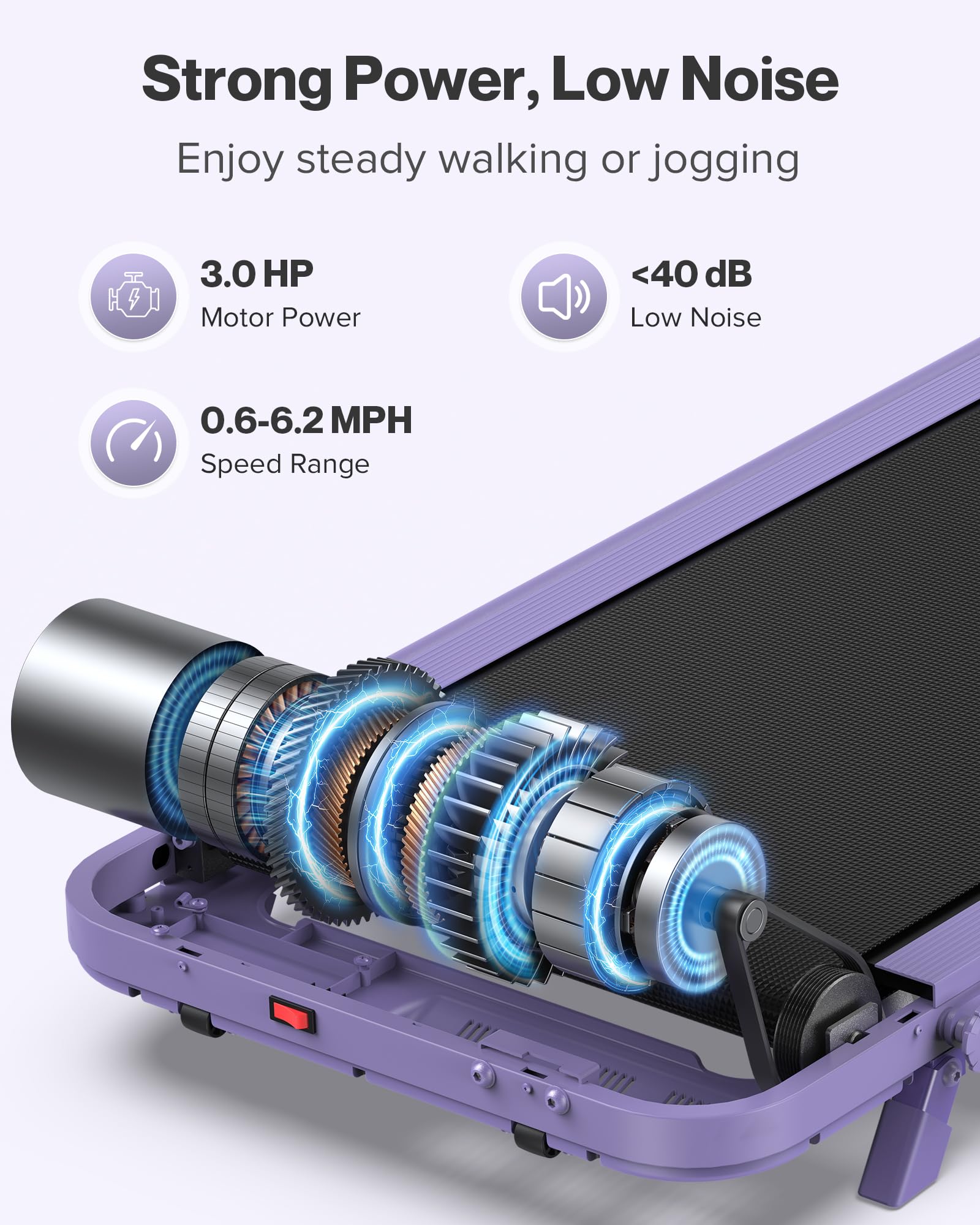 WELLFIT Folding Treadmill with Handlebar, 350 LBS Incline Walking Pad, Quiet Under Desk Treadmill for Home Office, APP & Voice Control, No Assembly Compact Foldable Treadmills, Purple Gift for Women