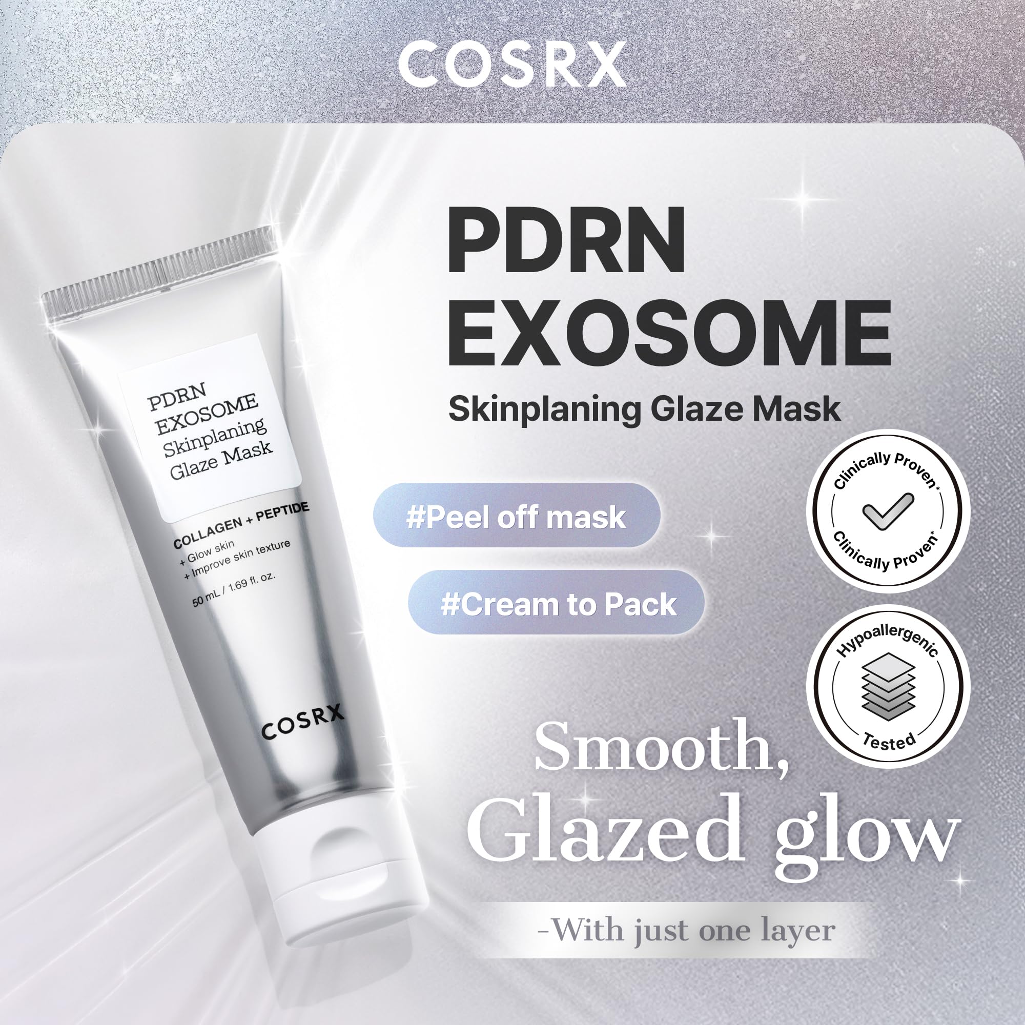 COSRX PDRN EXOSOME Glaze Wrapping Mask with SALMON DNA PDRN, Easy Peel-Off Overnight Mask for Glass Skin, Firmness, Elasticity & Skin Texture Care,1.69 fl. Oz, Korean Skin Care