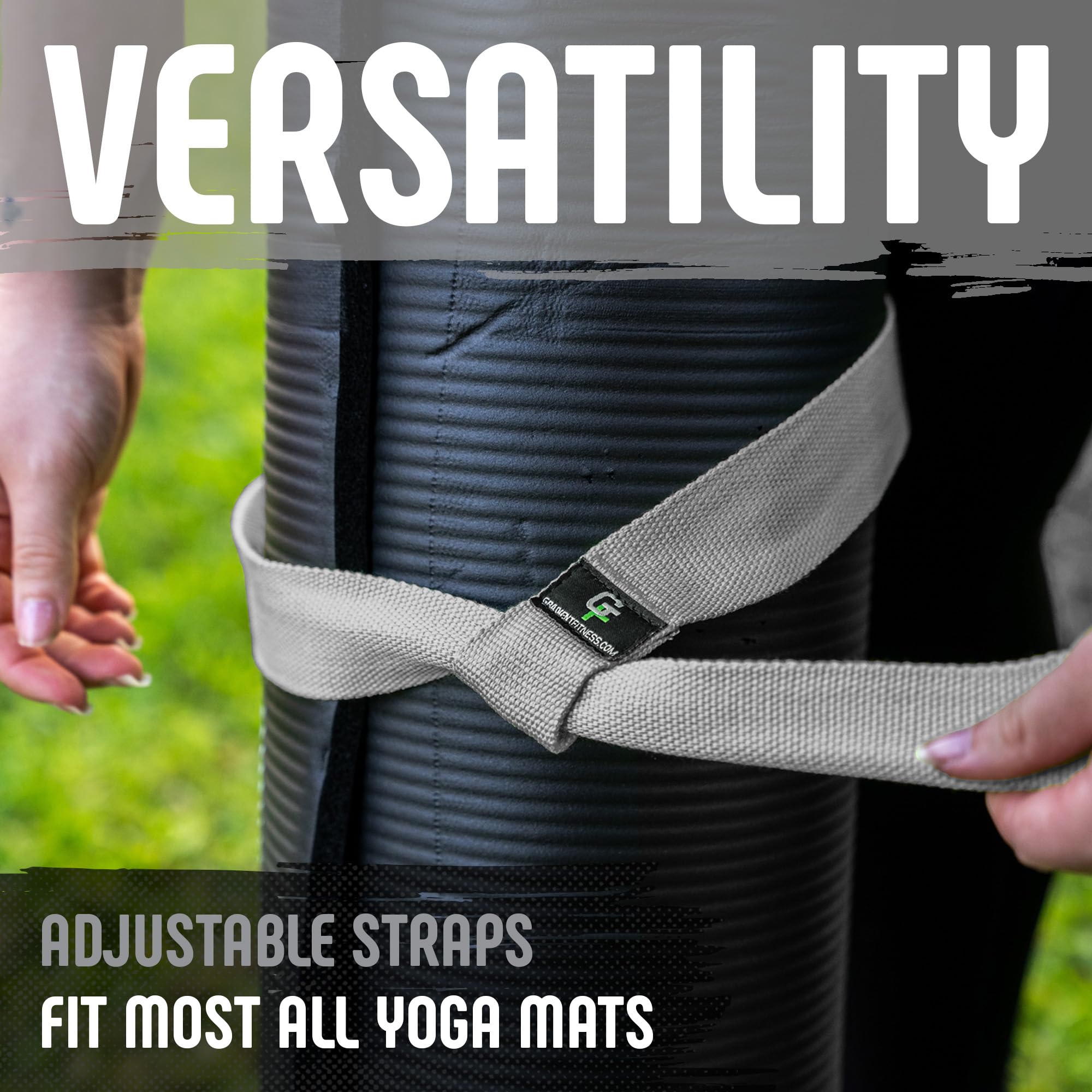 Gradient Fitness Yoga Mat Strap, Premium Cotton Blend, Yoga Mat Carrier, Yoga Mat Holder, Yoga Mat Straps for Carrying (Gray)