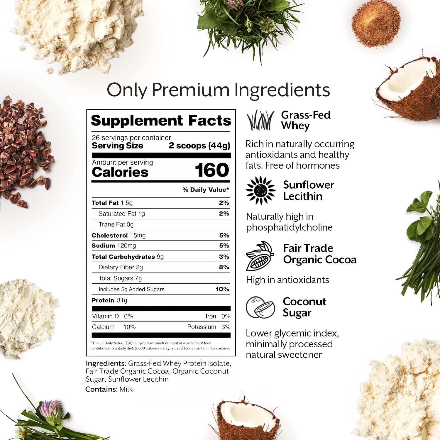 Promix Whey Protein Isolate Powder, Chocolate - 2.5lb - Grass-Fed & 100% All Natural - Post Workout Fitness & Nutrition Shakes, Smoothies, Baking & Cooking Recipes - Gluten-Free & Keto-Friendly