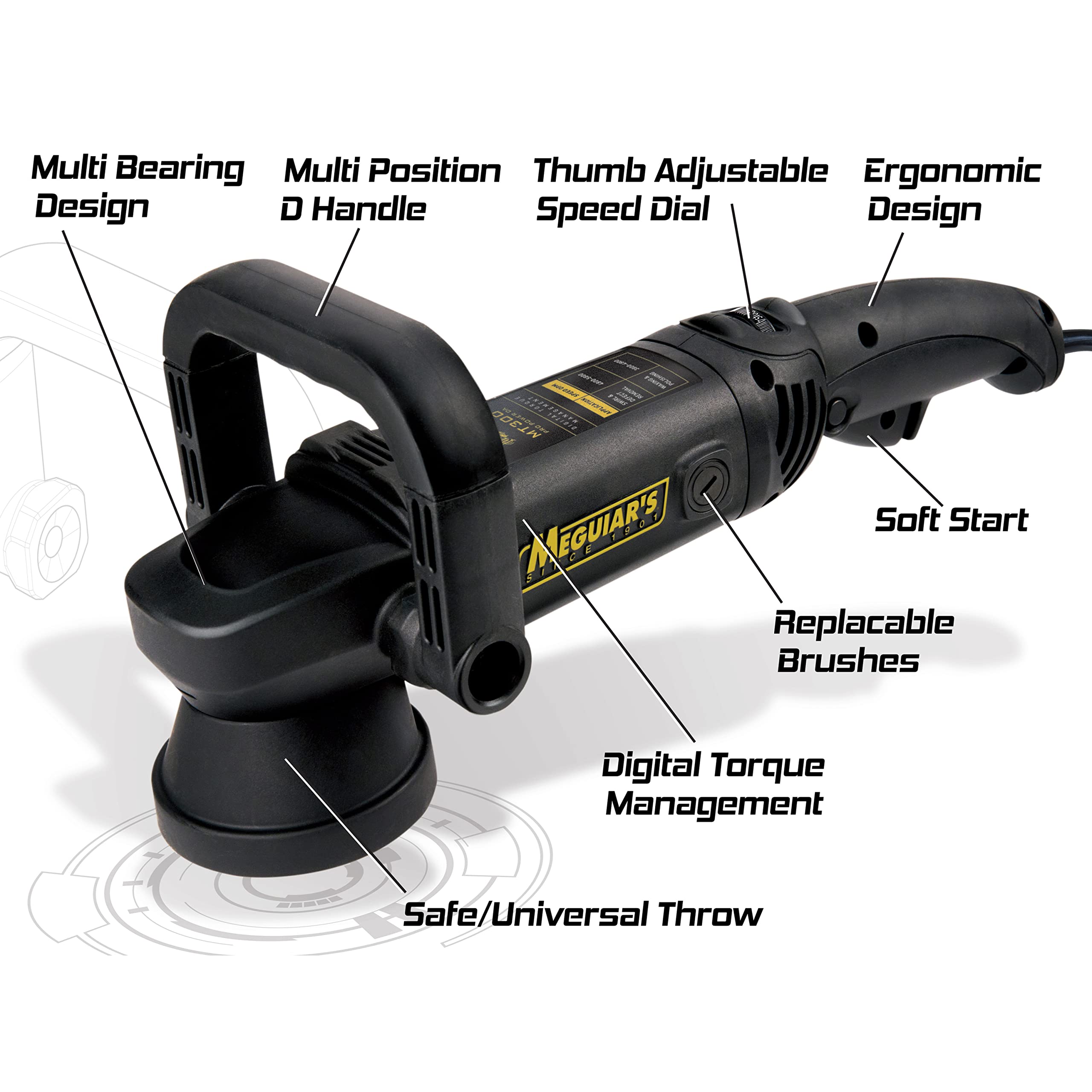 Meguiar's MT3 Variable Speed Dual Action Polisher, Professionally Designed Car Scratch Remover and Car Polisher - 1 Count