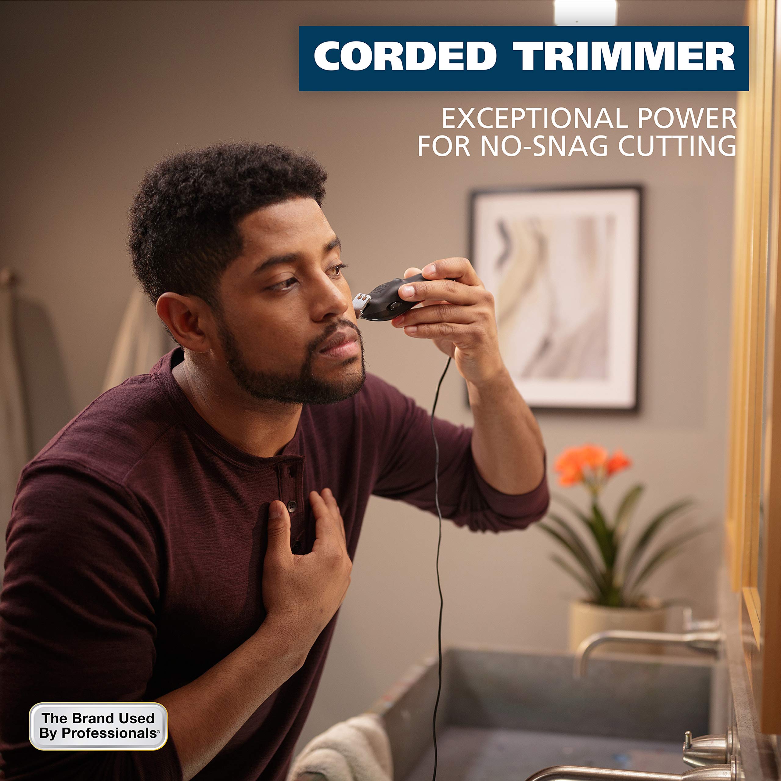 Wahl T-Pro Corded Compact Men's Beard Trimmer with Diamond Finished T Blade for Bump Free Precision Outlining, Detailing, and Trimming - Model 9307-300