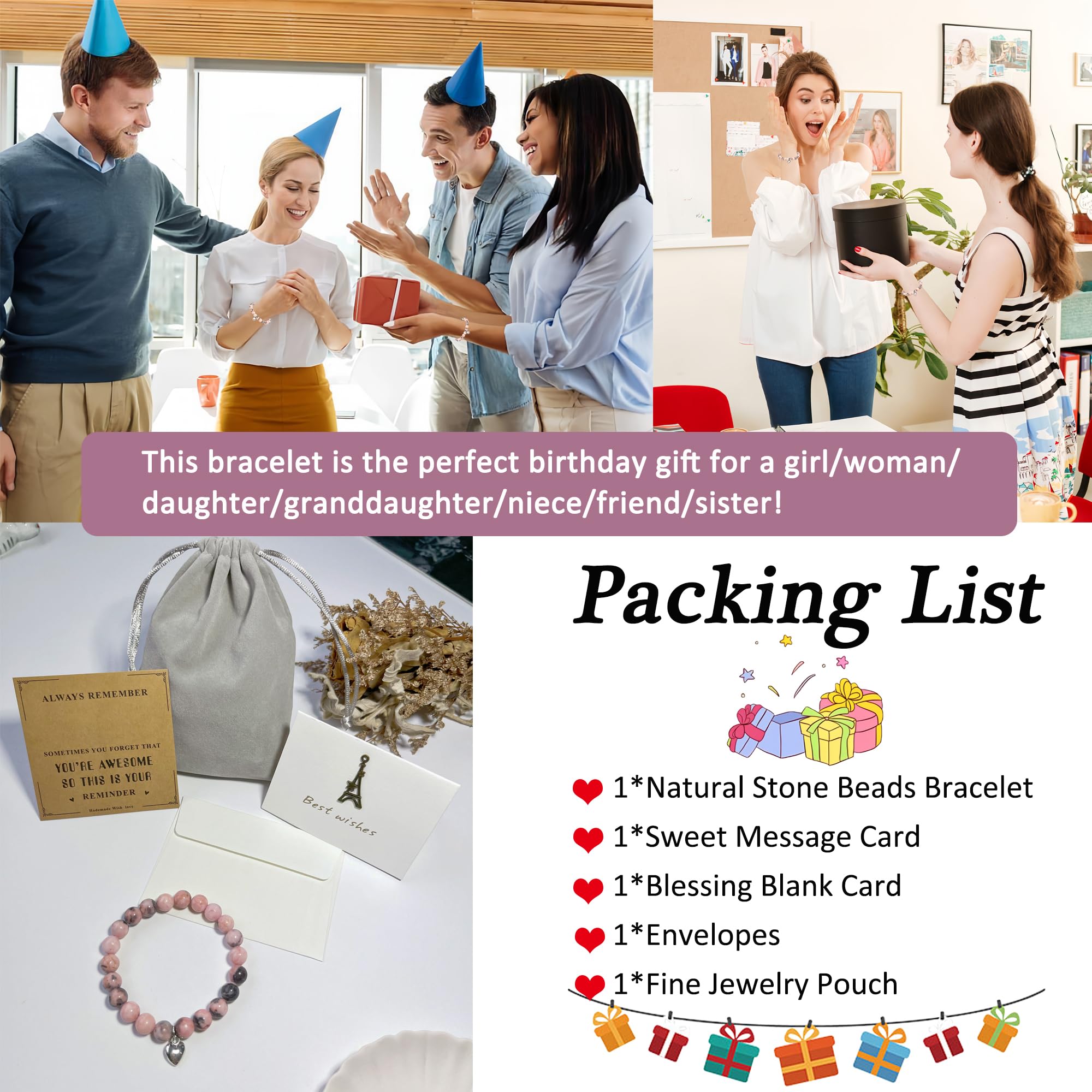 Simashts Natural Stone Bracelets For Women Girlfriend, Unique Gifts for Women