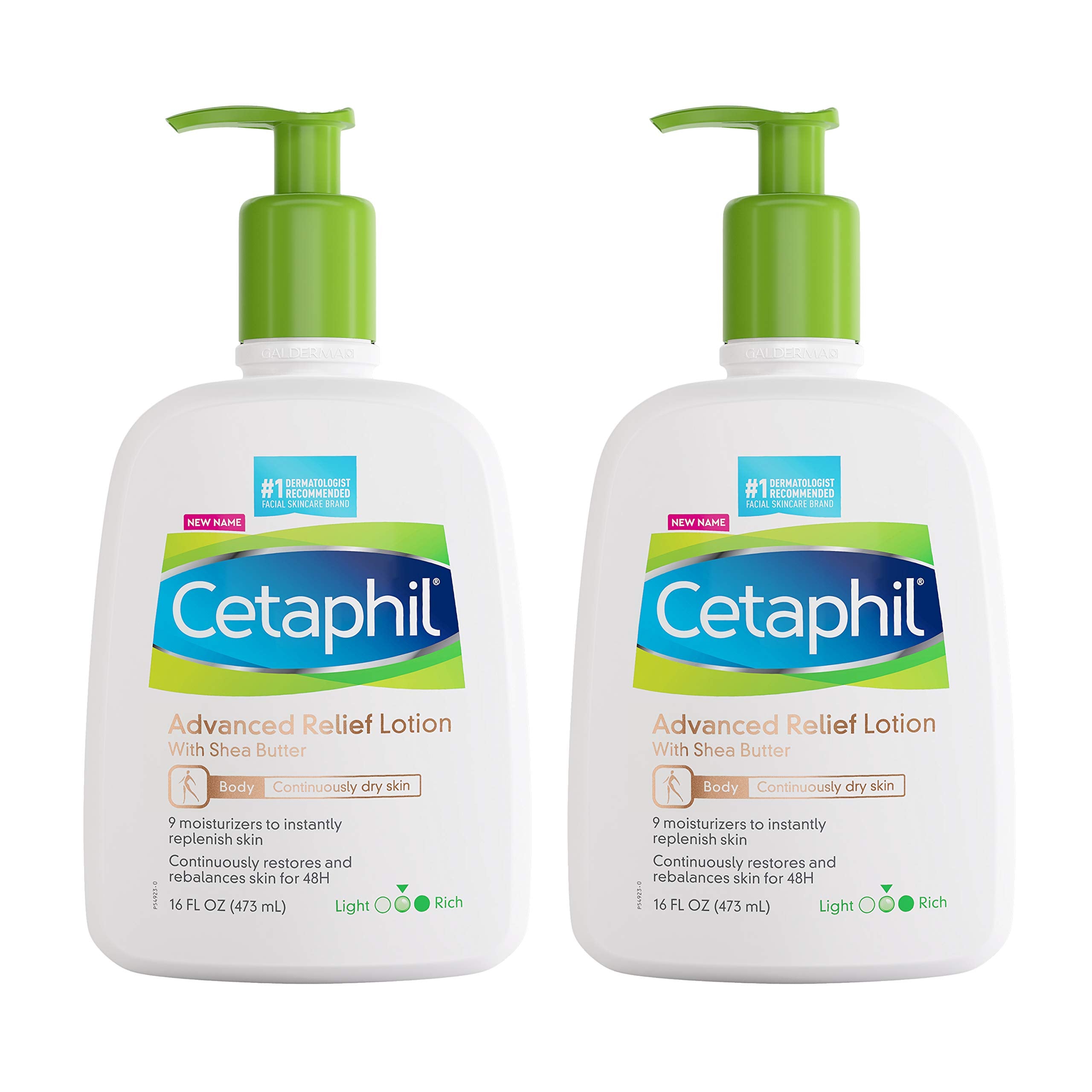 Cetaphil Advanced Relief Lotion with Shea Butter, 2 Pack - 16 oz, For Dry, Sensitive Skin, 48-Hr Moisture, Restores Skin Barrier, Fragrance Free, Dermatologist Recommended Sensitive Skincare Brand