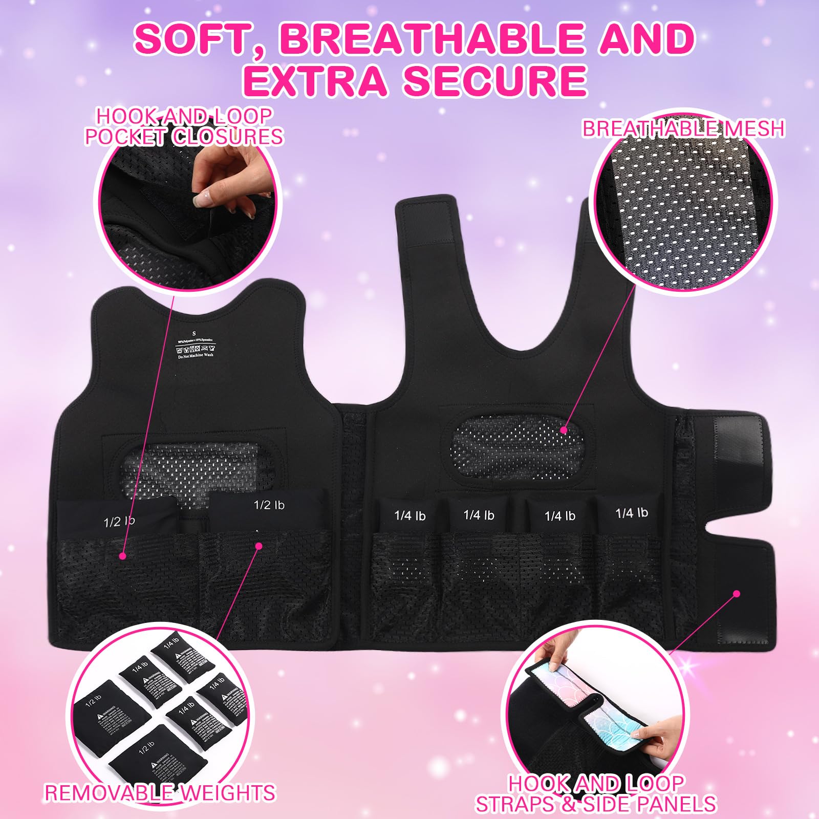 Janmercy Weighted Vest for Kids Ages 4 to 7 and Ages 8+ Boy Girl Adjustable Breathable Compression Vest for Processing Issue(Mermaid,Small,Tie-dye)