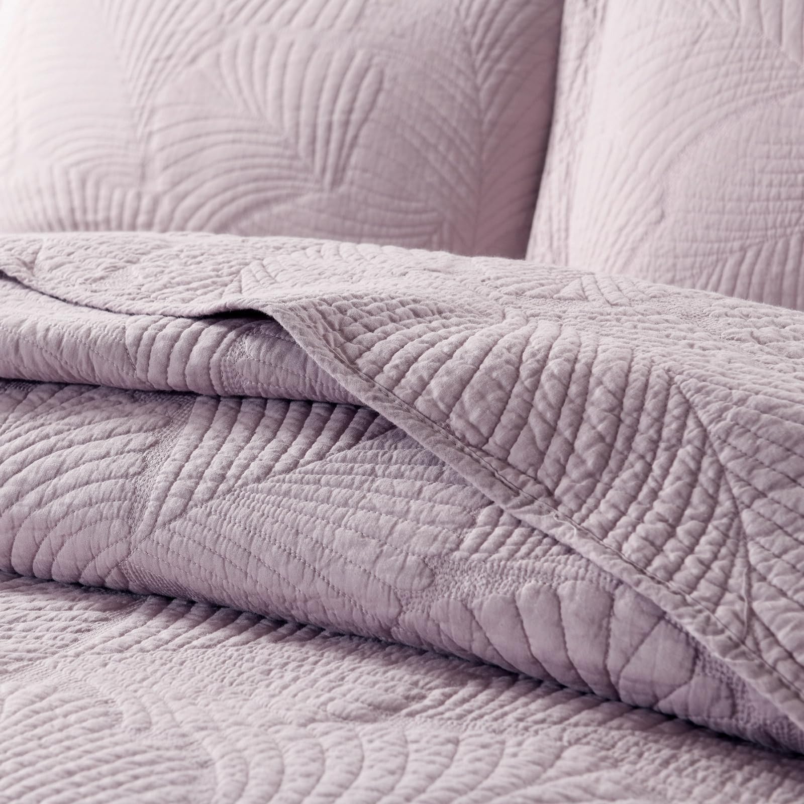 mixinni Purple Tropical Palm Tree King Size Quilt Set Soft Cotton Bedspread Coverlet Bed Cover,3-Piece Quilt Set Quilted Bedding Lightweight Coverlet Set -King Size