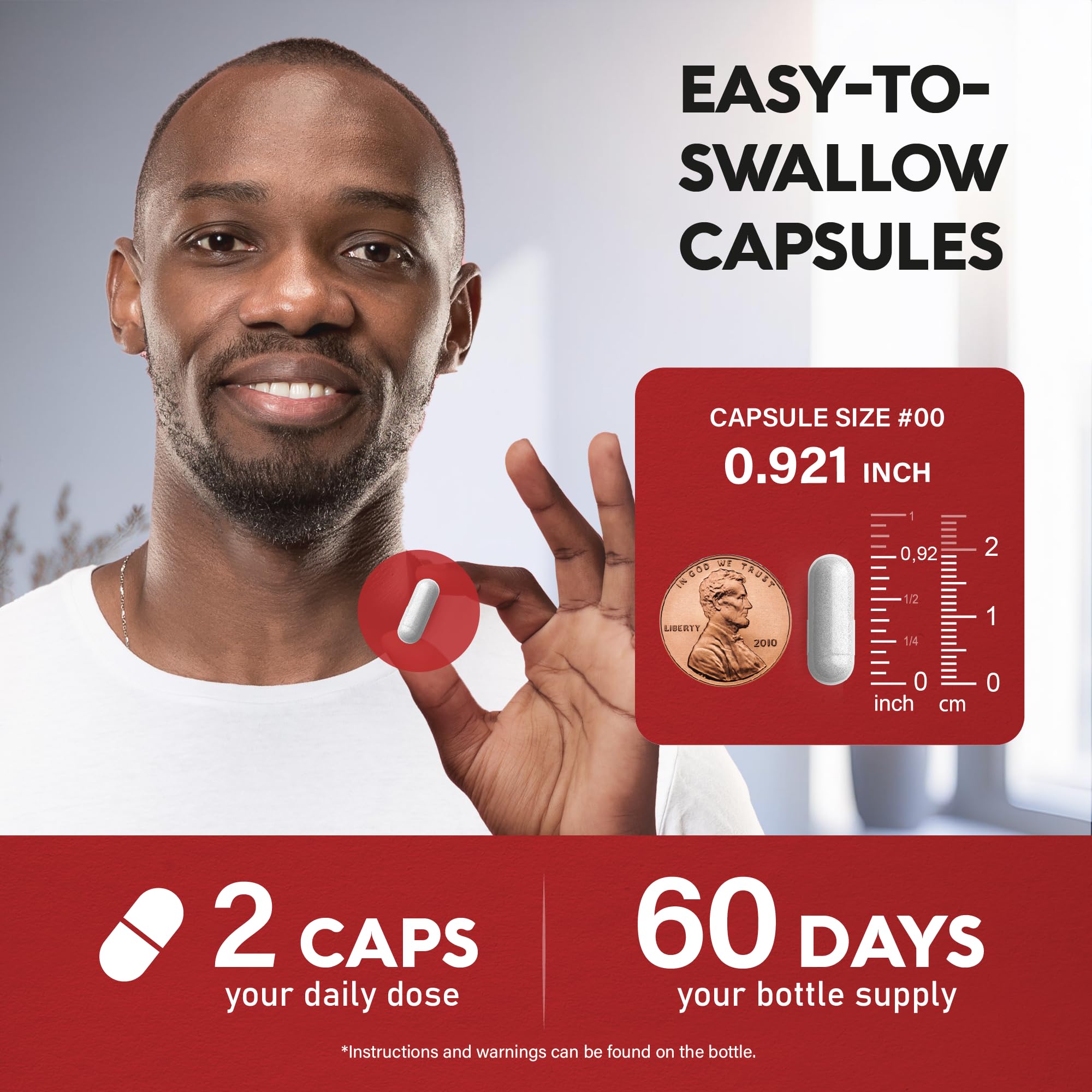 Panax Ginseng 15,000 mg - Red Korean Ginseng Supplement for Men - Extra Strength 10:1 Extract - Energy, Focus, Productivity & Performance - Natural & Vegan - Made in USA - 120 Capsules, 2 Month Supply