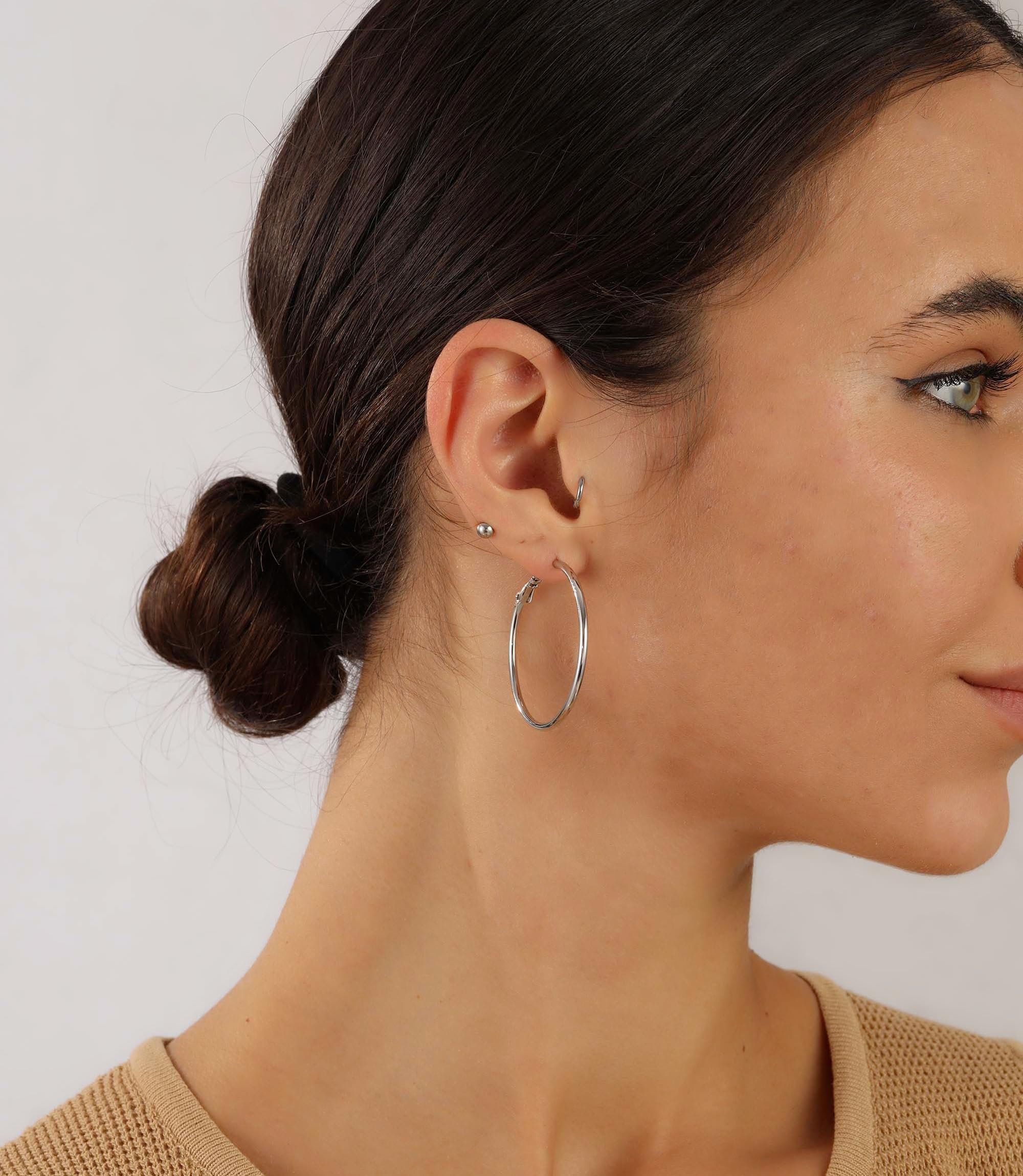 OOOPEL 2mm Sterling Silver Big Hoop Earrings For Women Girls Large Hypoallergenic Circle Endless Thin Hoop Oversize