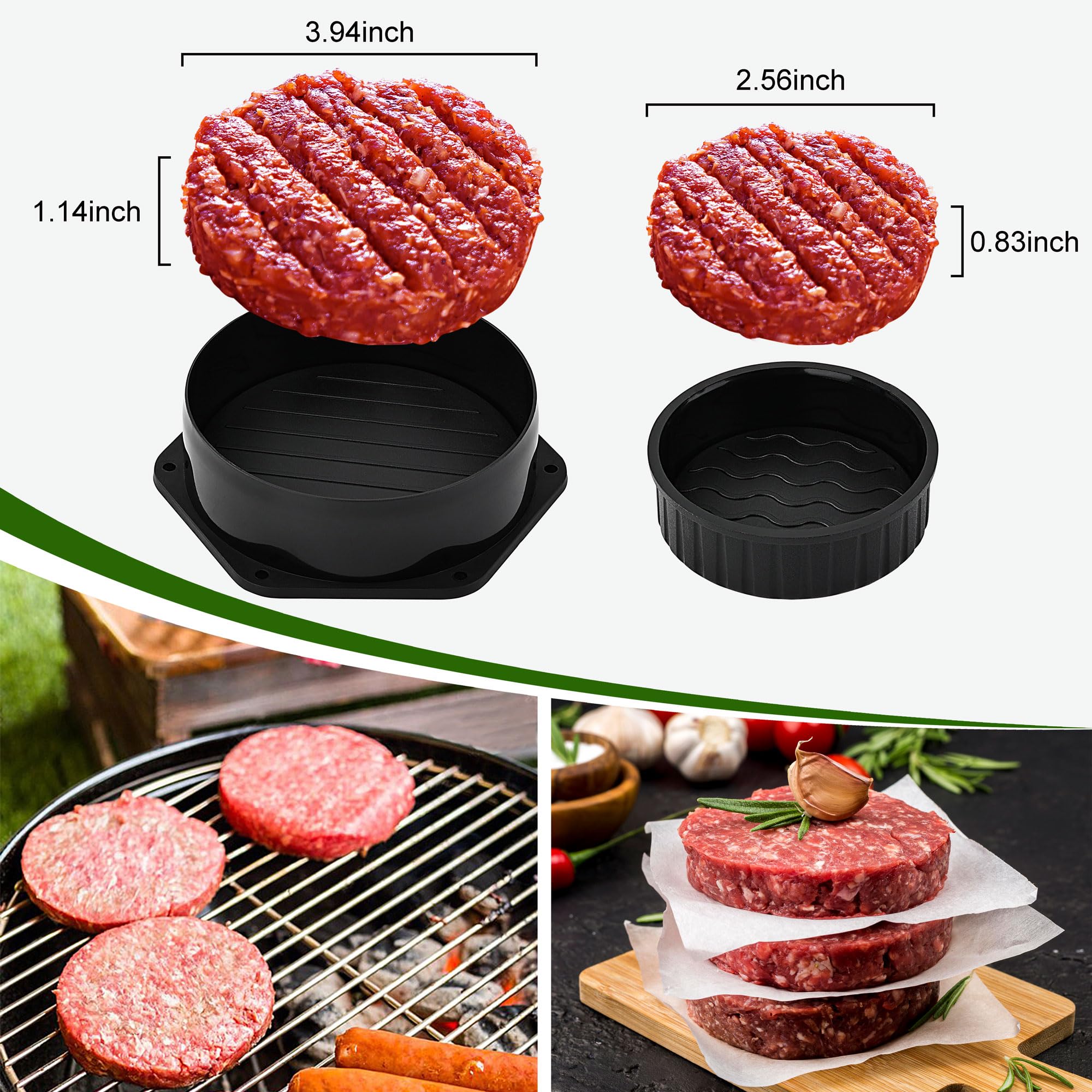 POLIGO Smash Burger Press Kit - 4 in 1 Hamburger Patty Storage Containers, 6.69" Cast Iron Smash Bacon Press - Non Stick Smash Burger Press Set for Grill and Griddle Cooking, Round