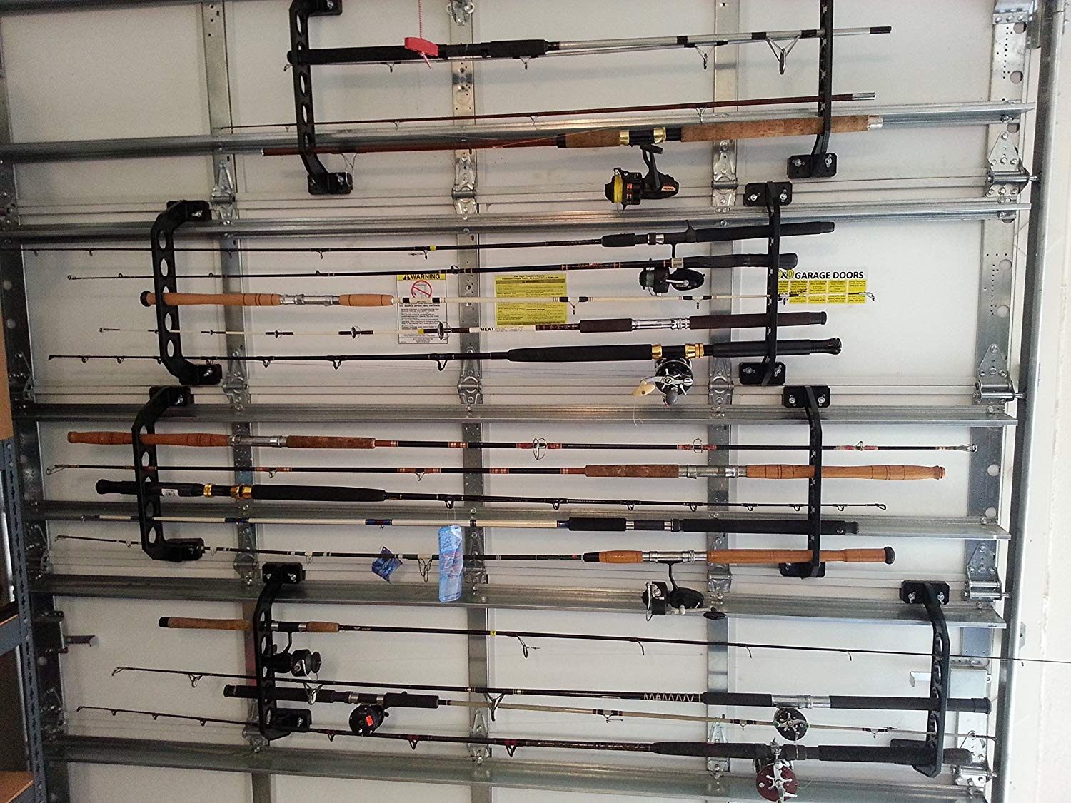 Cobra Storage Garage Door Storage Rack - 21" Black ABS Plastic Fishing Rod Holder - Ultimate Organization for Fishing Gear