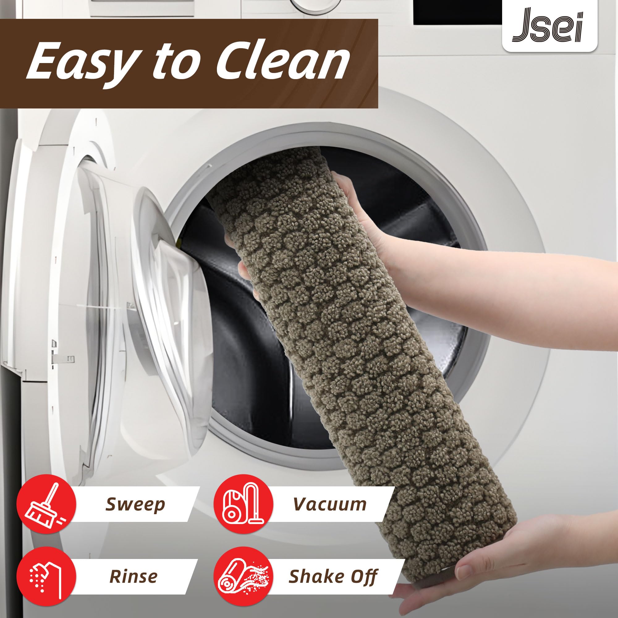 JSEI Dirt Trapper Door Mat 32"x48", Non-Slip Entryway Rugs Doormat Indoor, Washable Absorbent and Stain Resist Welcome Floor Mat for Front Door, Dog Door Mat, Muddy Wet Shoes & Paws, Greyish Brown