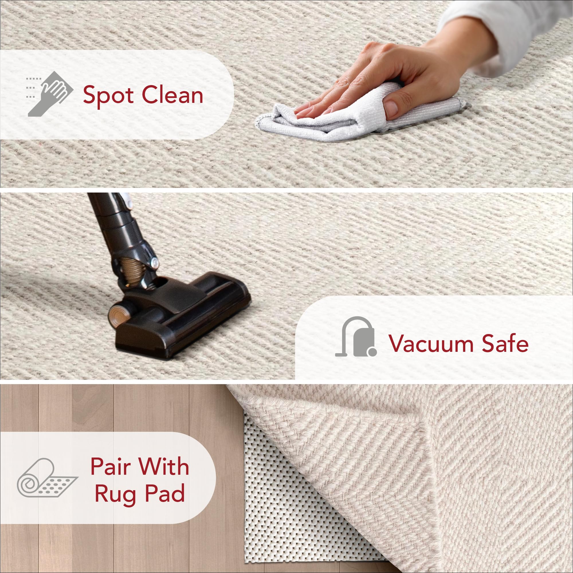 nuLOOM Ago Geometric Wool Area Rug, 7' 6" x 9' 6", Cream