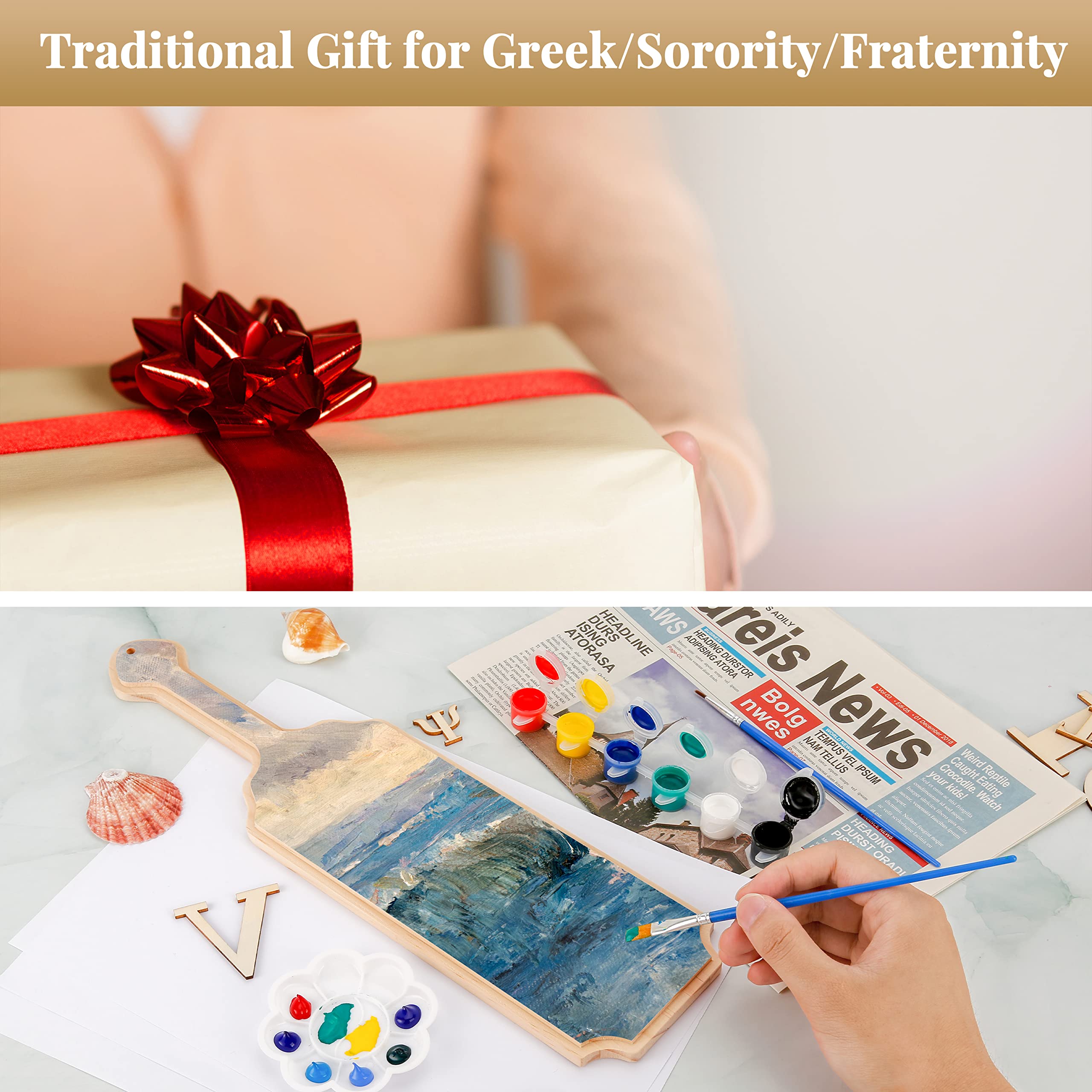 Caydo 15 Inch Unfinished Wooden Paddle, Greek Fraternity Paddle, Solid Pine Sorority Paddle for DIY Arts Decoration