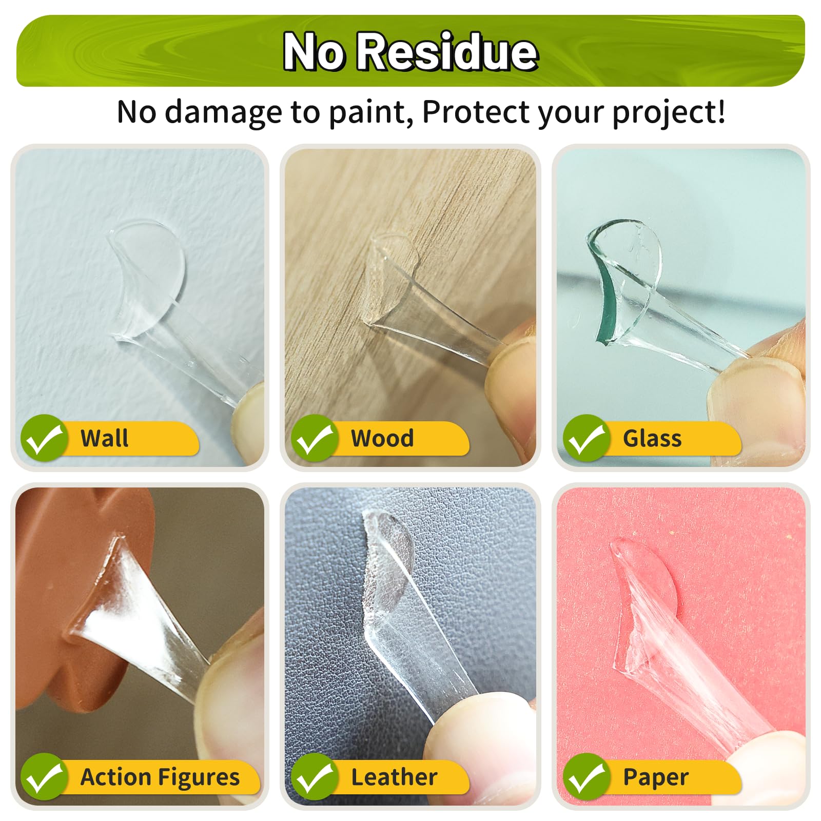 PHIXBEAR Upgraded Large Mounting Putty No Residue with Pull Tab, Double Sided Tape Adhesive Dots Clear Museum Sticky Tack, Picture Hanging Strips Fixed Decor Art Craft Party, 0.39 x 0.78 in (252 Pcs)