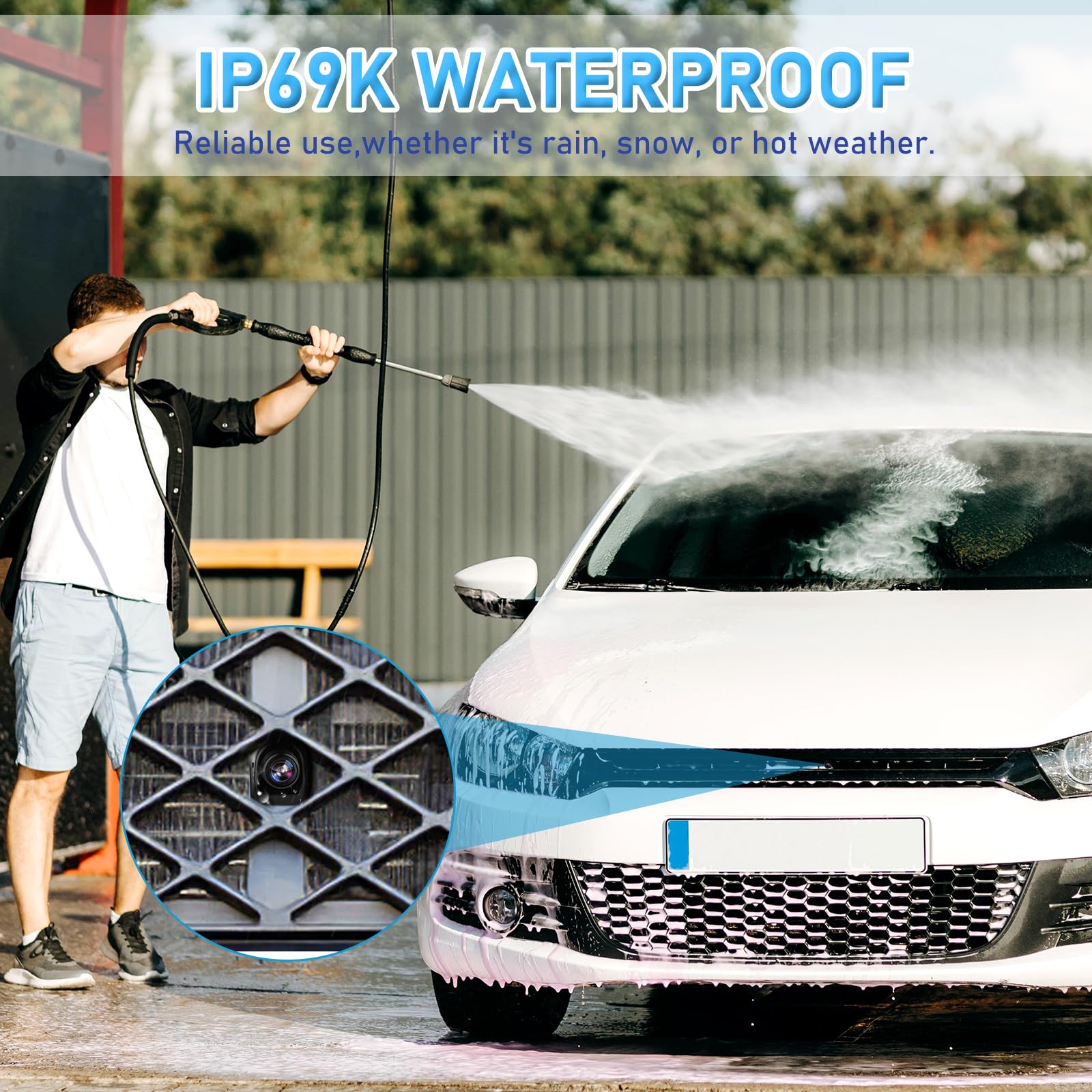 HD Backup Camera for Car Universal Front/Side/Rear Camera for 12V Car Truck Pickup SUV Rear View Reverse Camera with 360° rotation Angle Super Night Vision IP69K Waterproof