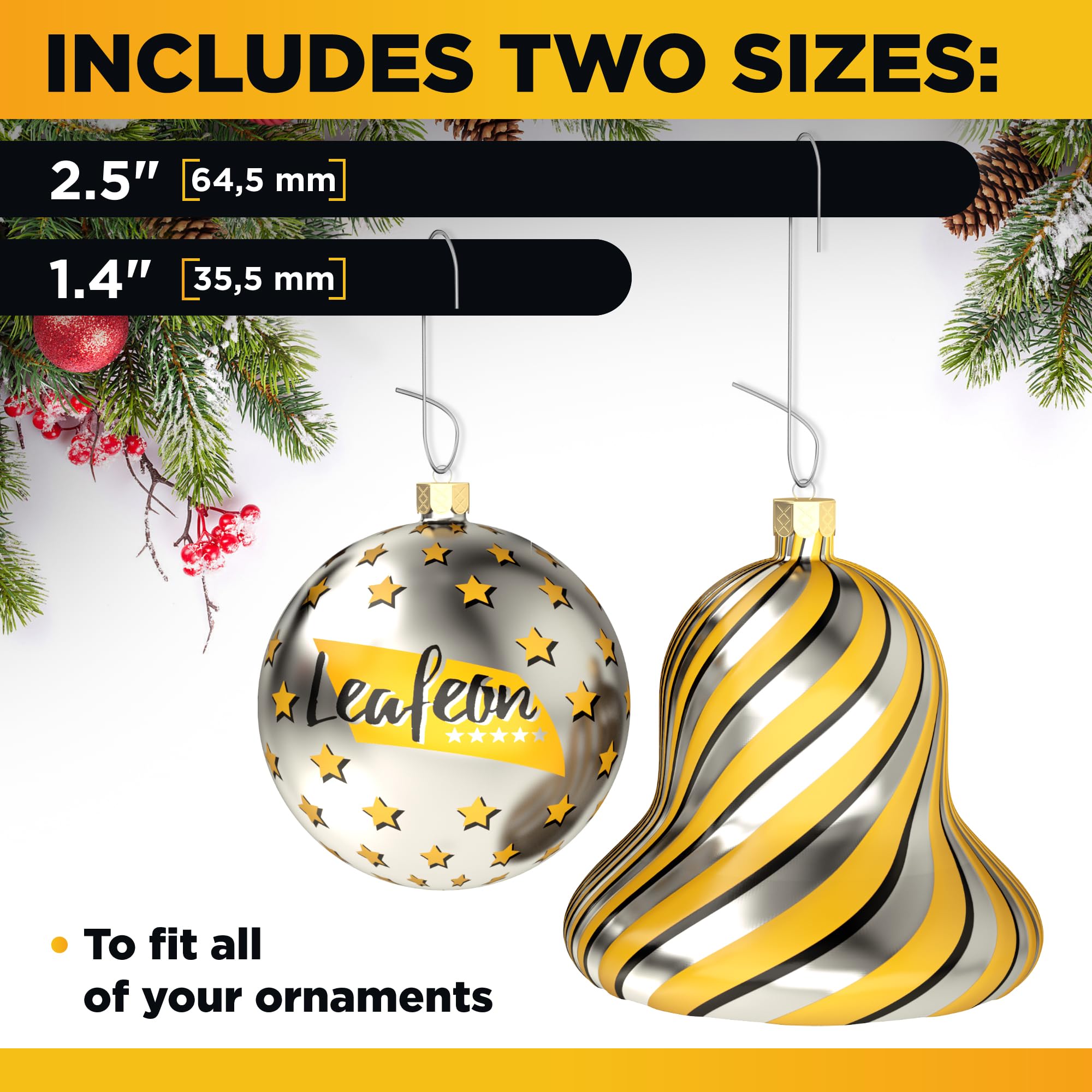 Leafeon 150 Pack Christmas Ornament Hooks ā Great Xmas Ornament Hangers for Christmas Tree Decoration (Silver)